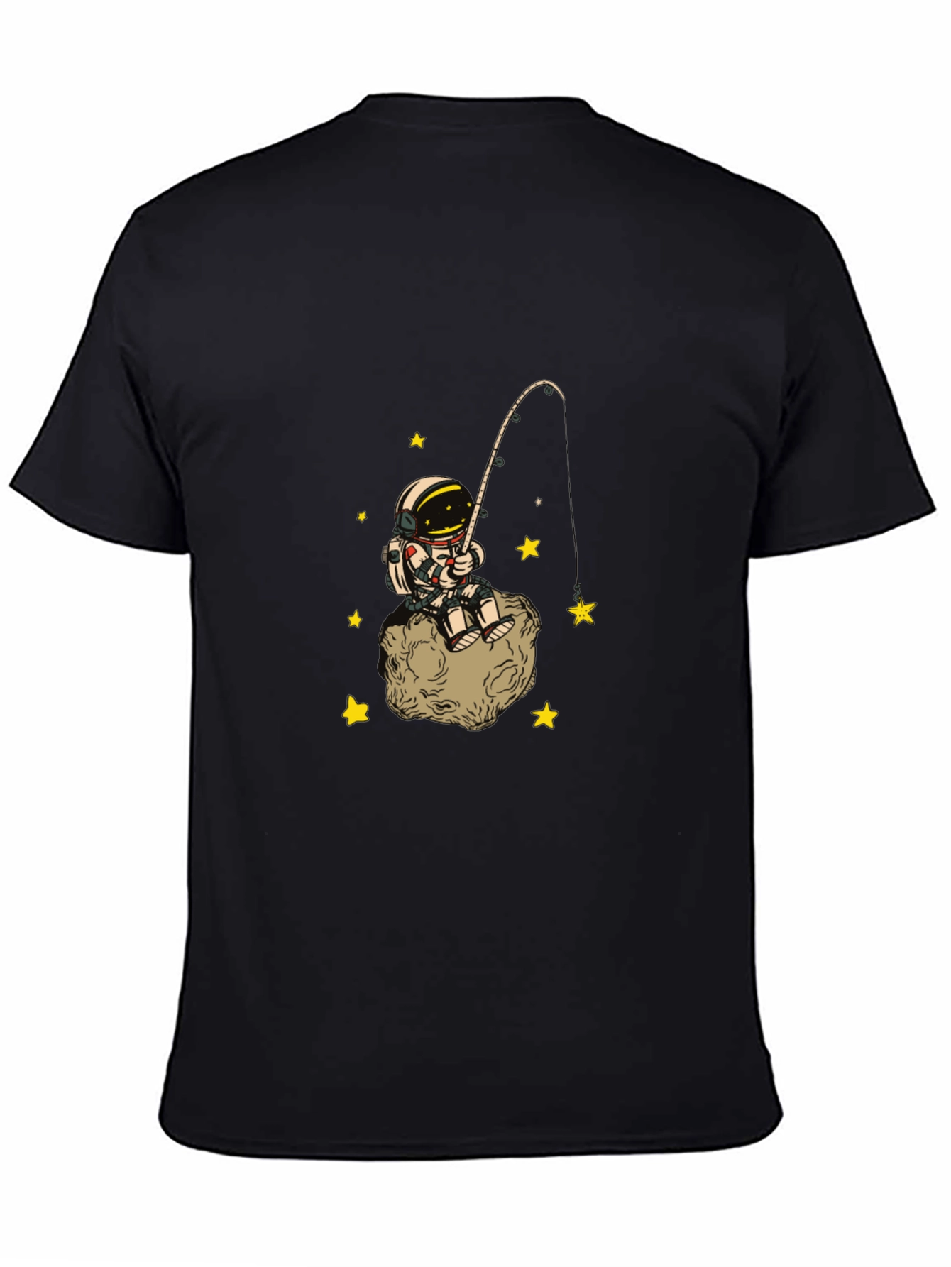 Astronaut Fishing Starry Tee - Outer Space Cotton T-Shirt
