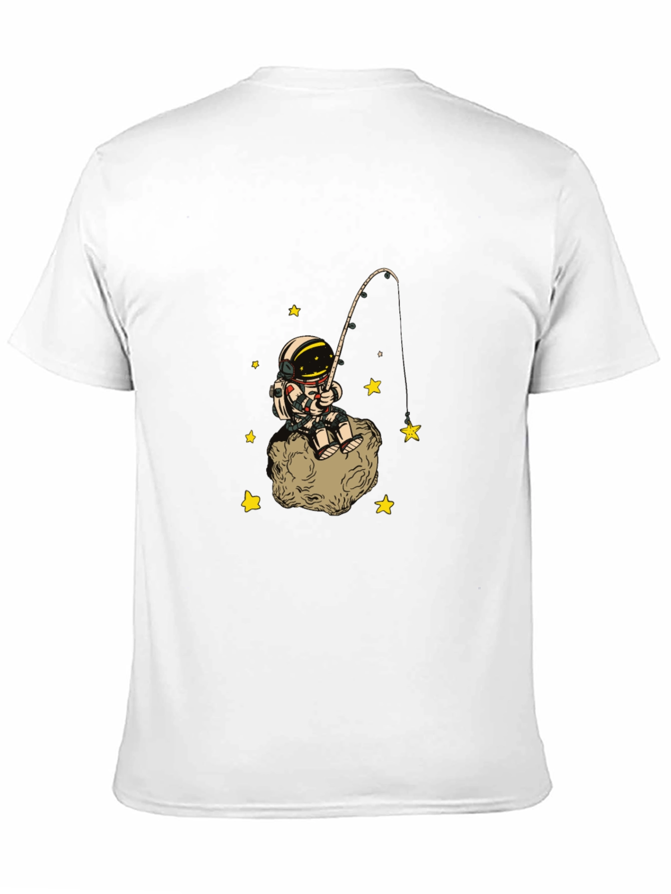 Astronaut Fishing Starry Tee - Outer Space Cotton T-Shirt