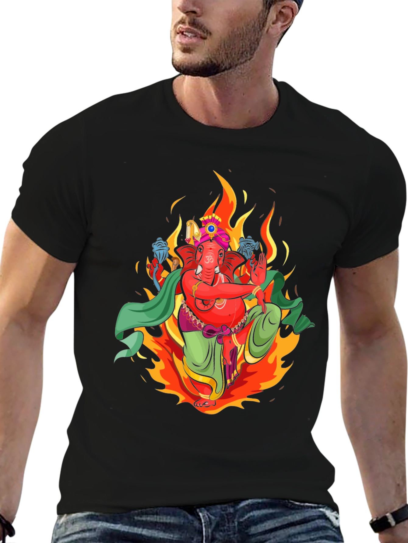 Ganesh Graphic Tee - Premium Black Cotton T-Shirt