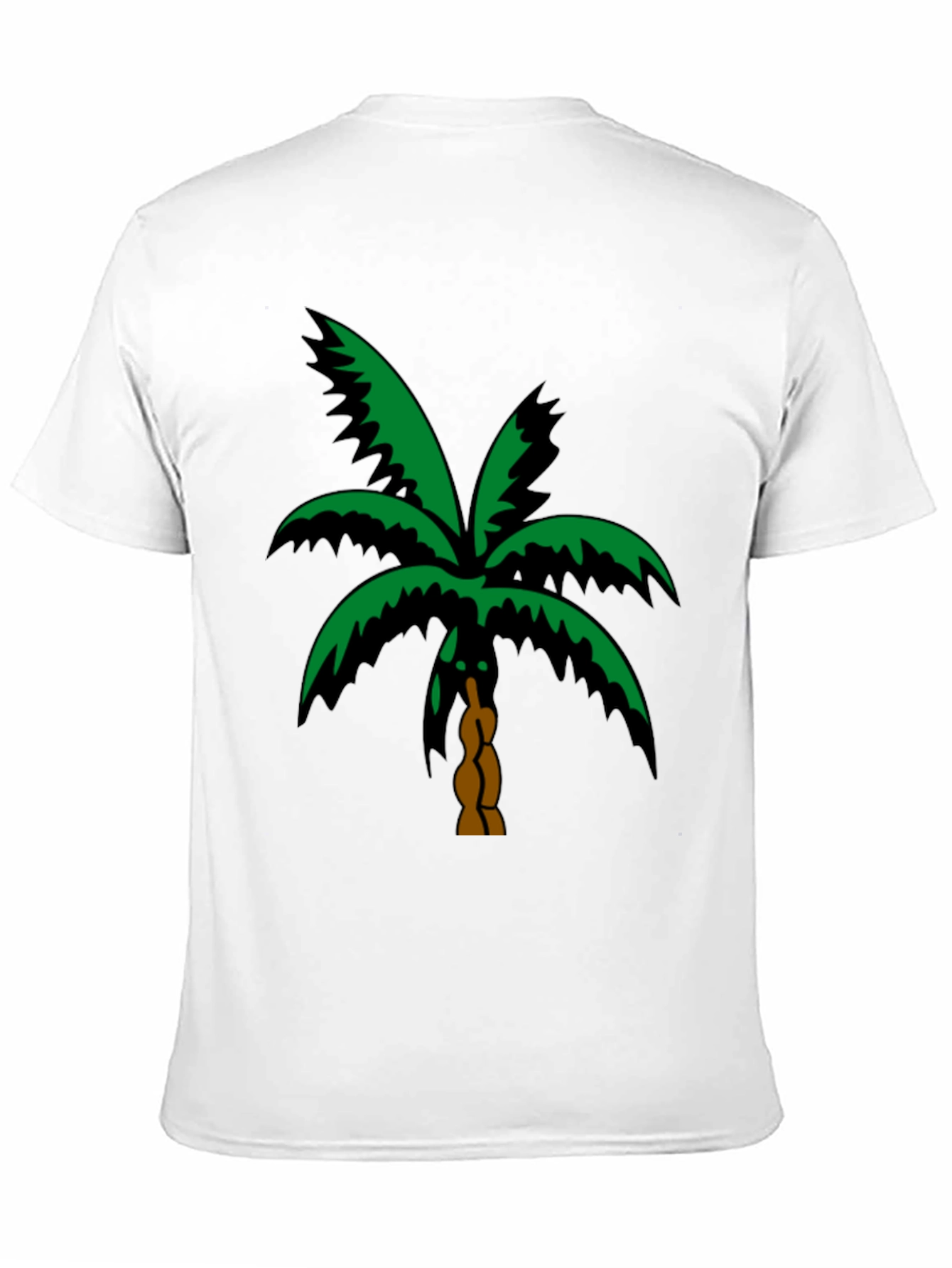 Tropical Palm Tree Graphic Tee - Black Cotton T-Shirt