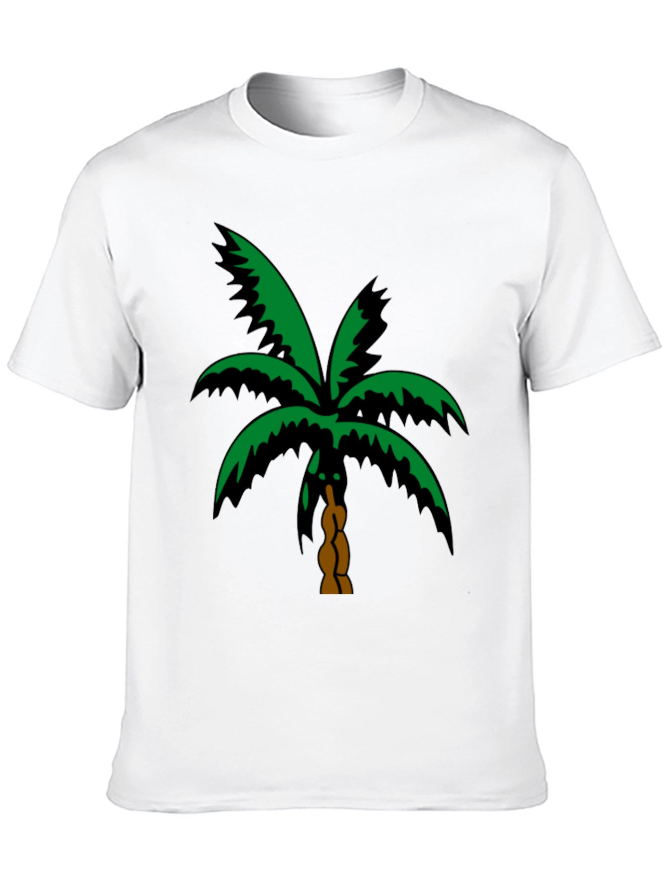 Tropical Palm Tree Graphic Tee - Black Cotton T-Shirt