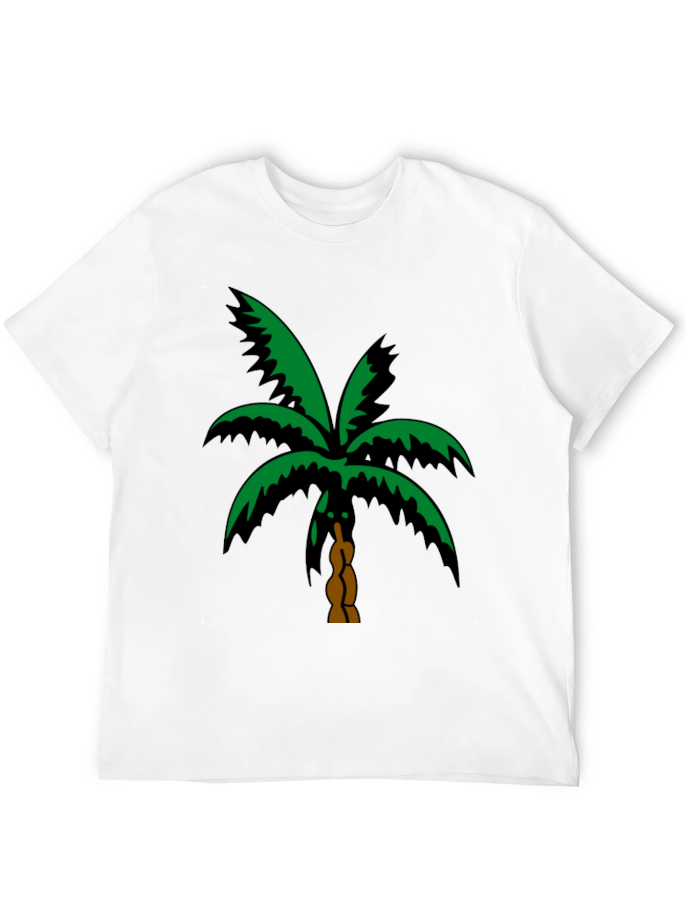 Tropical Palm Tree Graphic Tee - Black Cotton T-Shirt