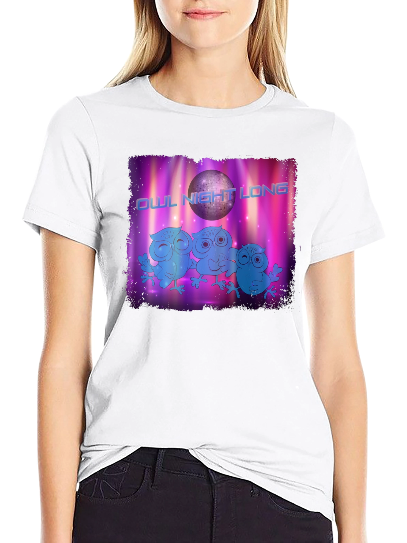 Owl Night Long Graphic T-Shirt