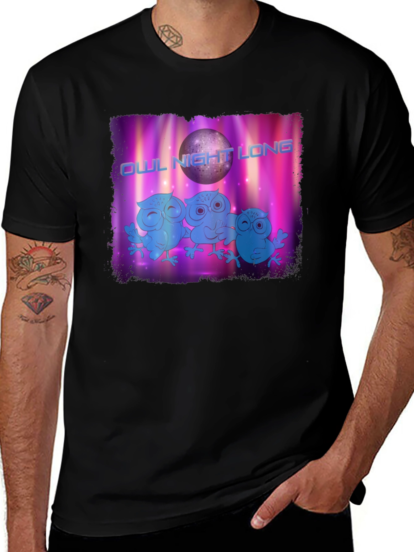 Owl Night Long Graphic T-Shirt