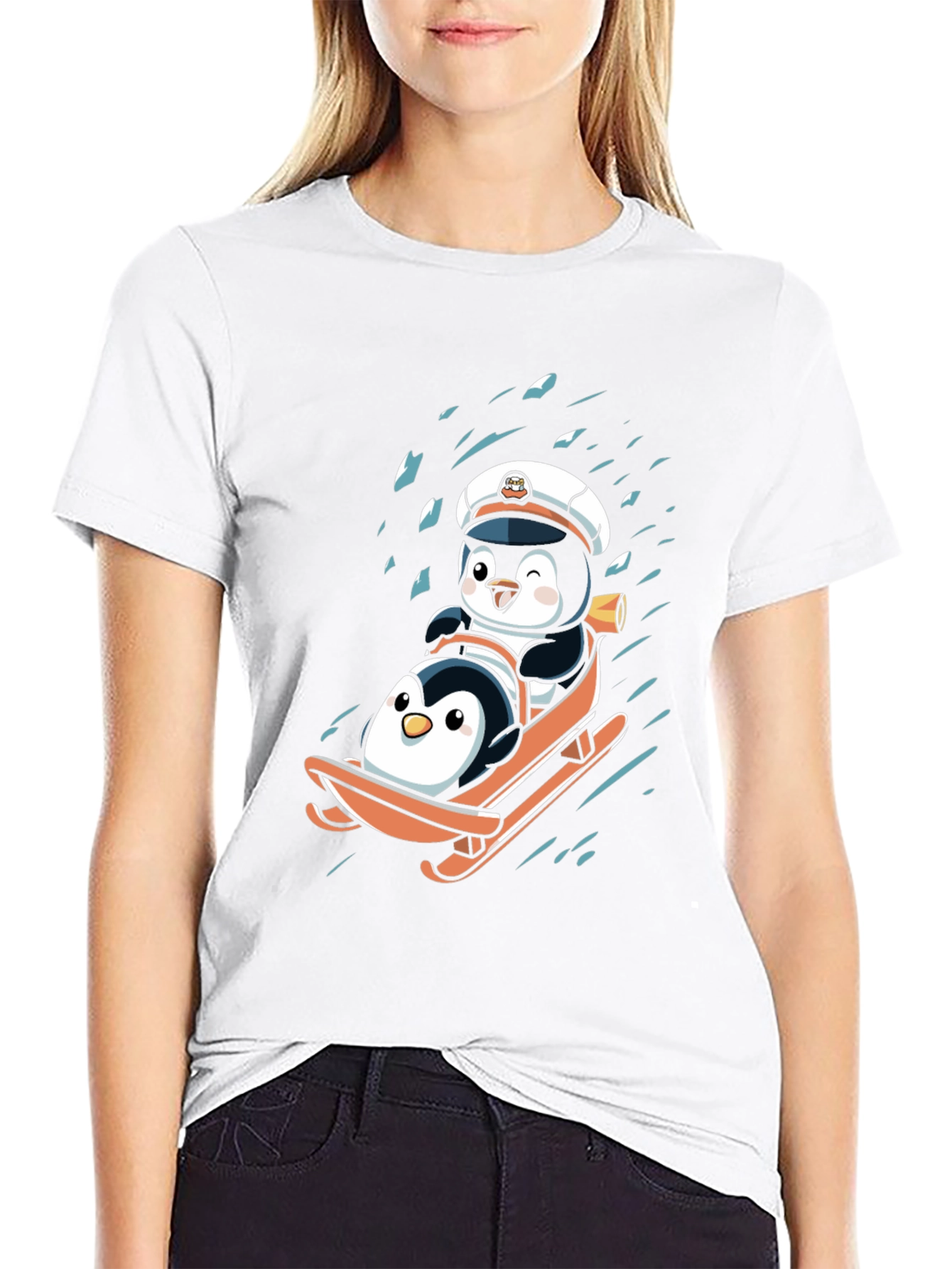 Penguin Sledding Graphic Tee