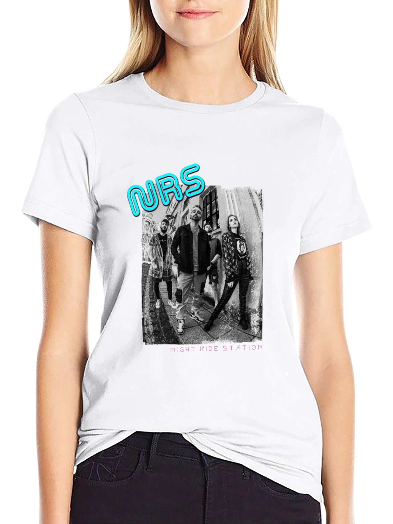 Night Ride Station Graphic T-Shirt - Black Cotton Tee