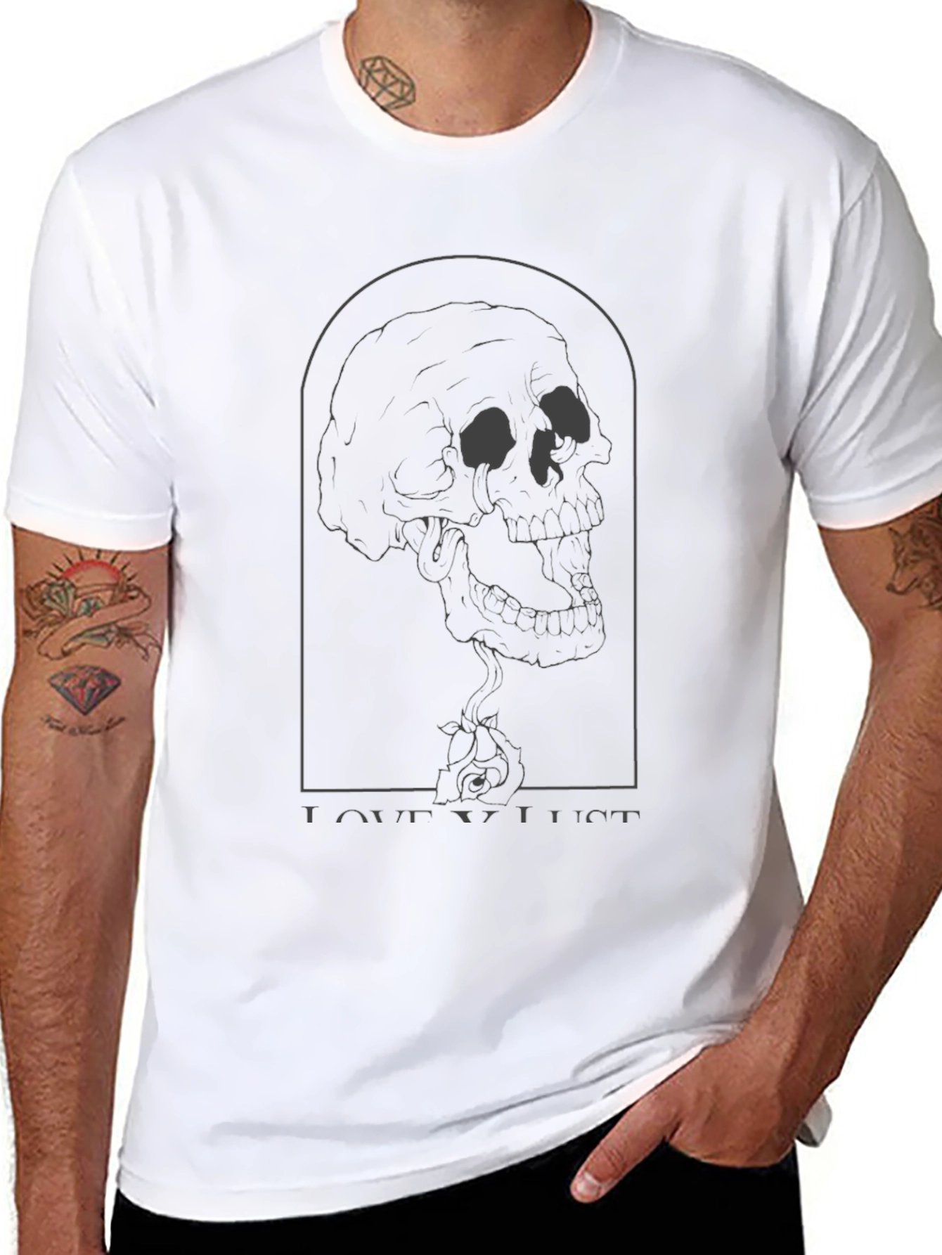 Love Lust Skull Graphic T-Shirt