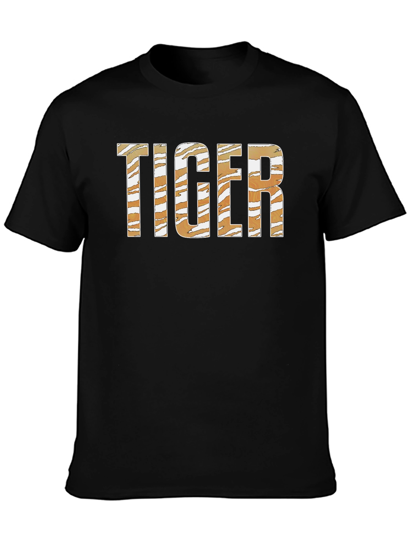 Tiger Print Graphic Tee - Classic Crew Neck