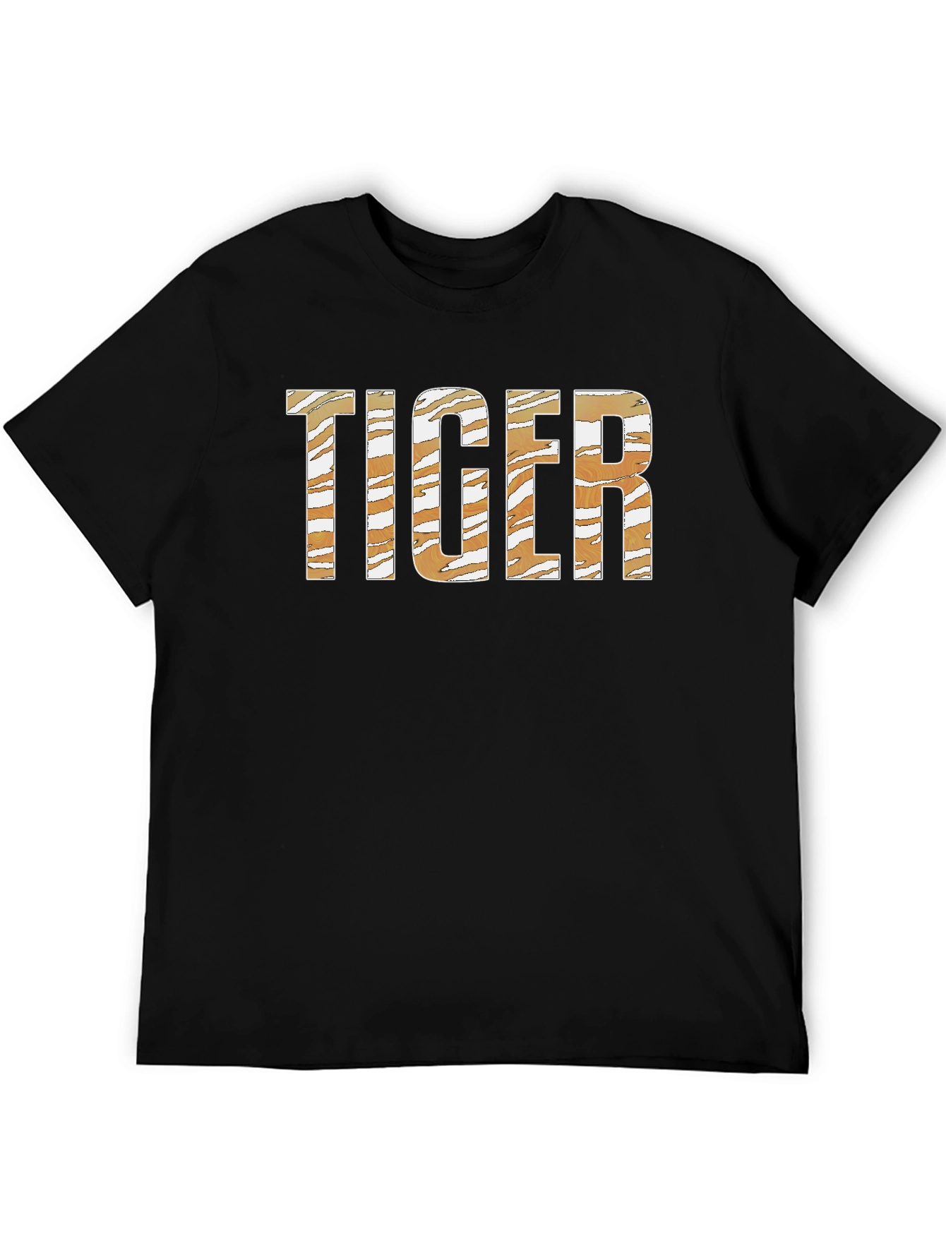 Tiger Print Graphic Tee - Classic Crew Neck