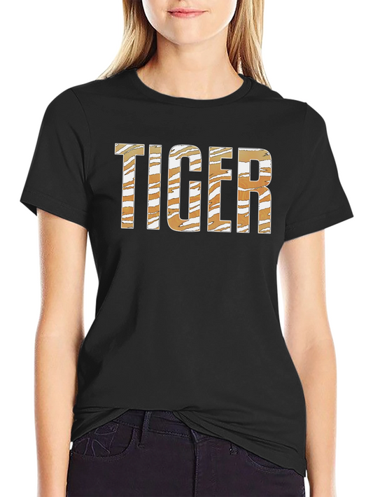 Tiger Print Graphic Tee - Classic Crew Neck