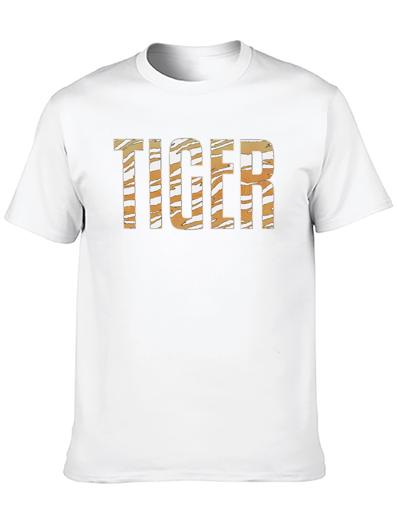 Tiger Print Graphic Tee - Classic Crew Neck