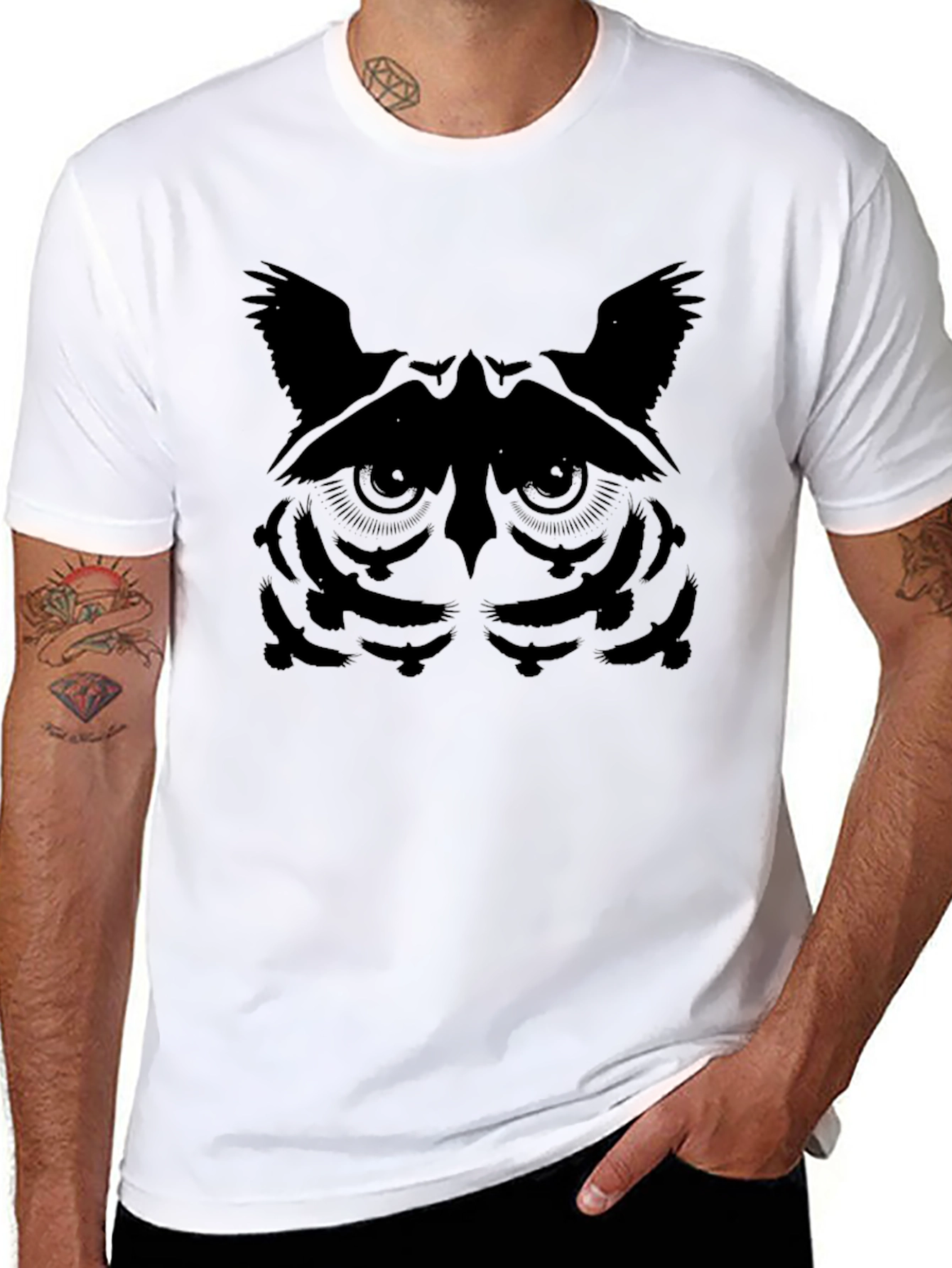 Owl Face Graphic Tee - Stylish Mens T-Shirt