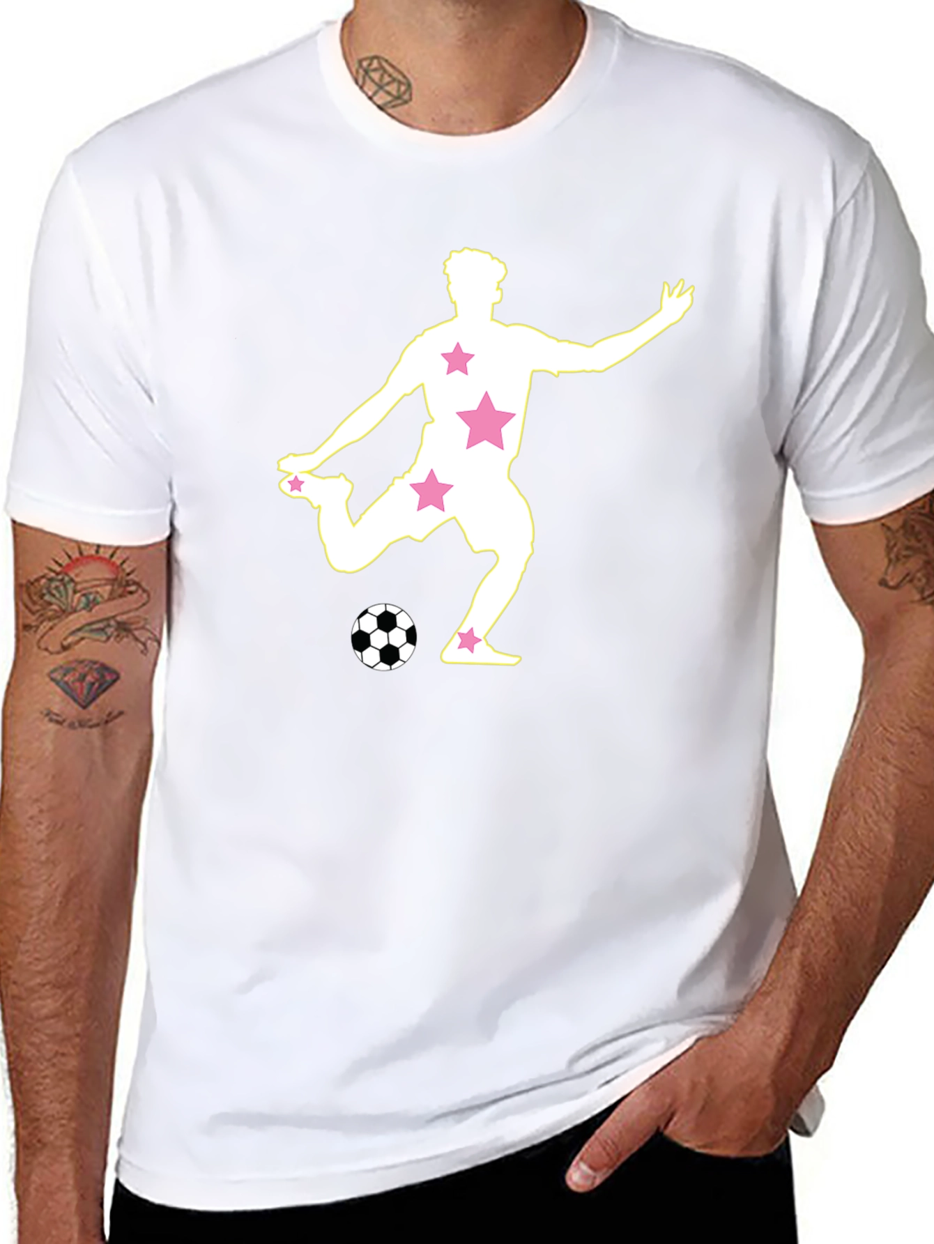 Soccer Star Graphic Tee - Black Cotton Blend
