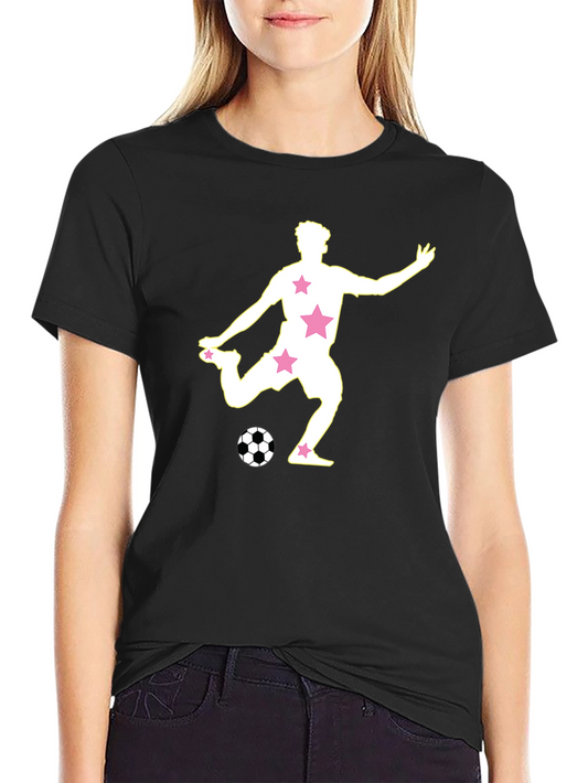 Soccer Star Graphic Tee - Black Cotton Blend