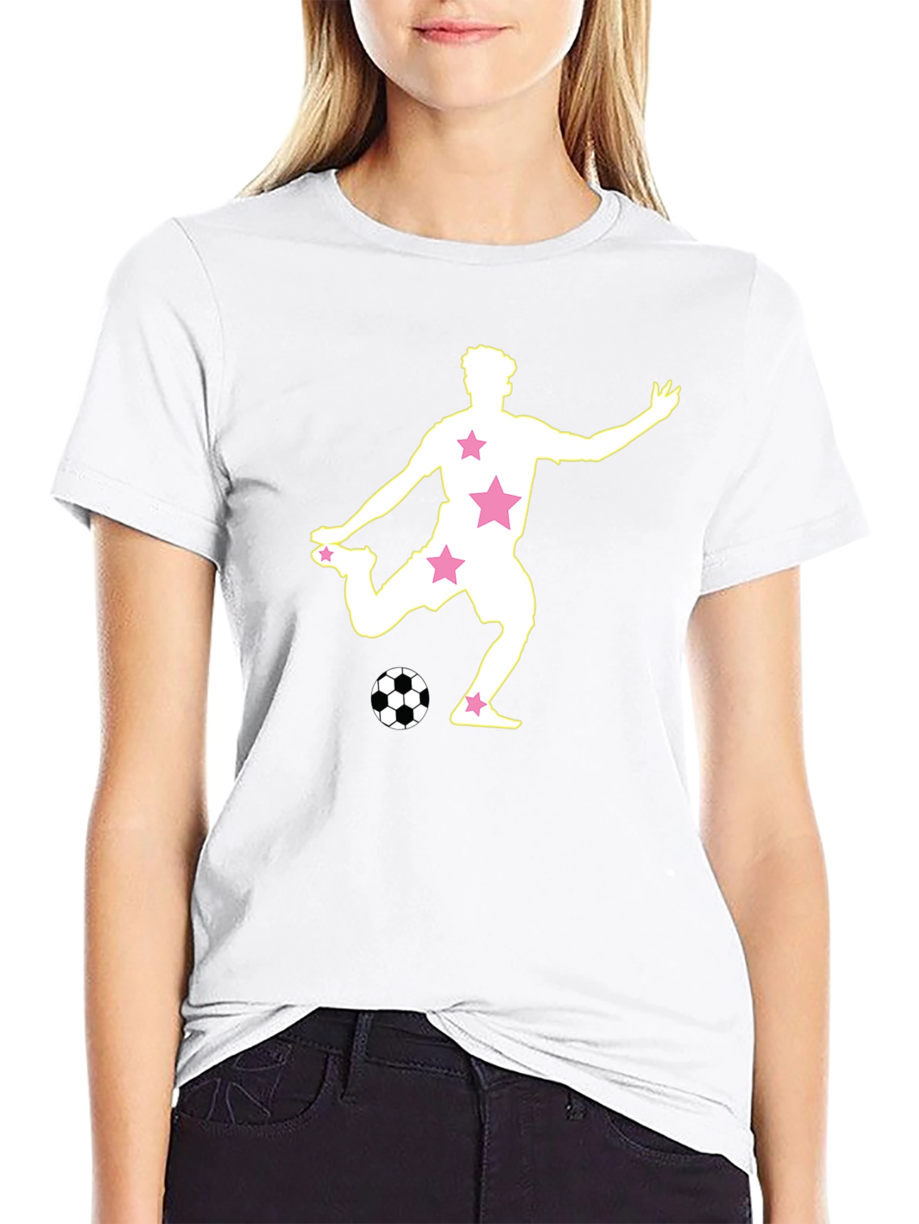 Soccer Star Graphic Tee - Black Cotton Blend