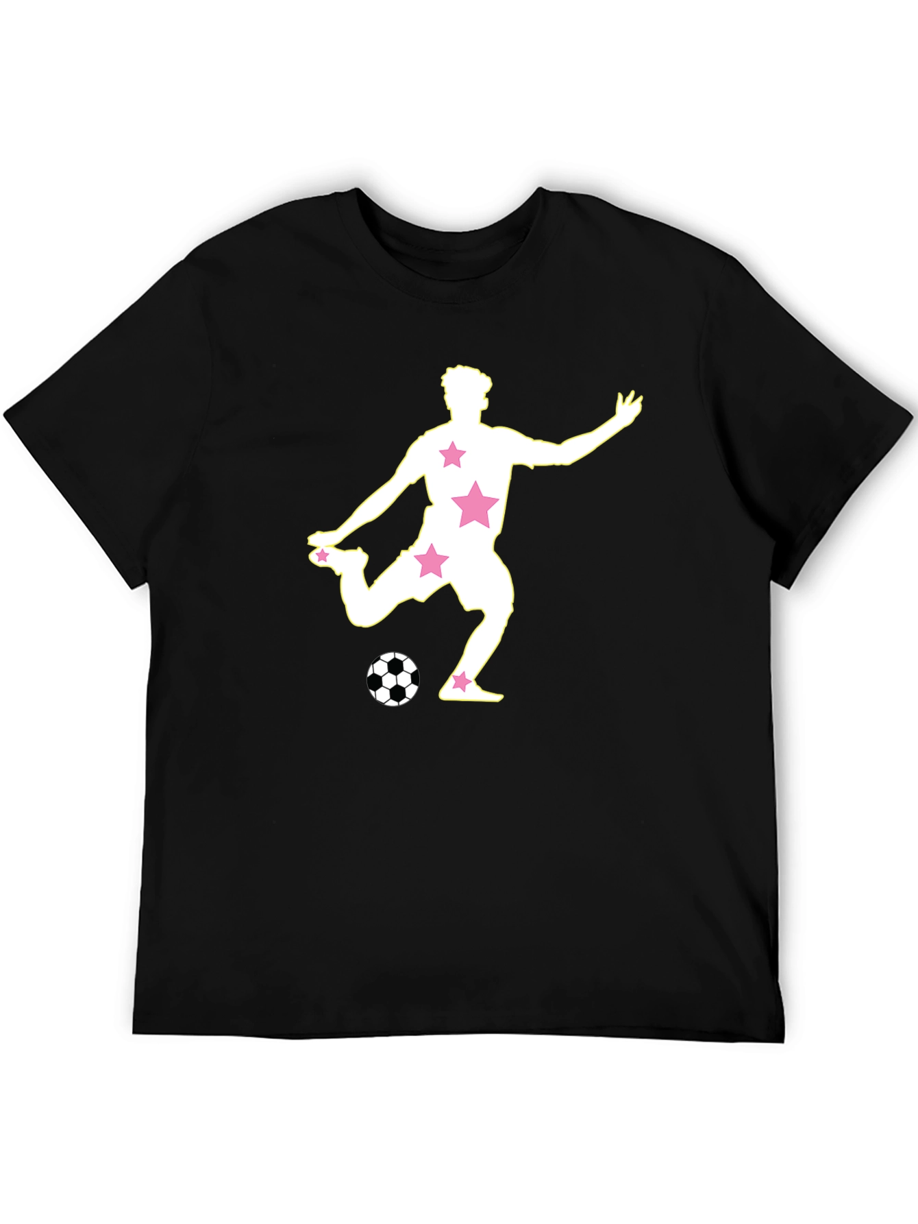 Soccer Star Graphic Tee - Black Cotton Blend