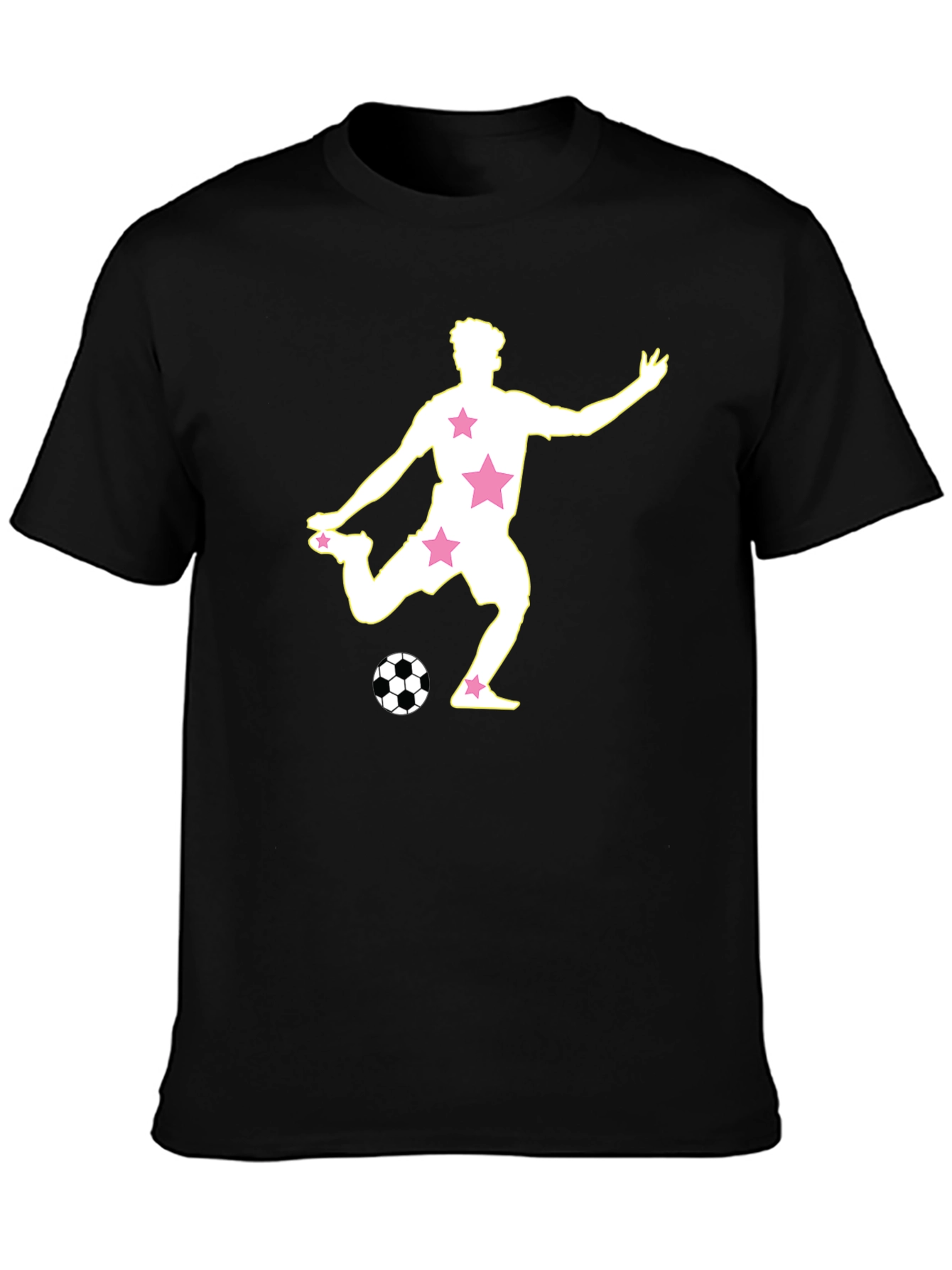Soccer Star Graphic Tee - Black Cotton Blend