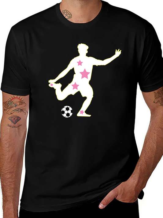 Soccer Star Graphic Tee - Black Cotton Blend