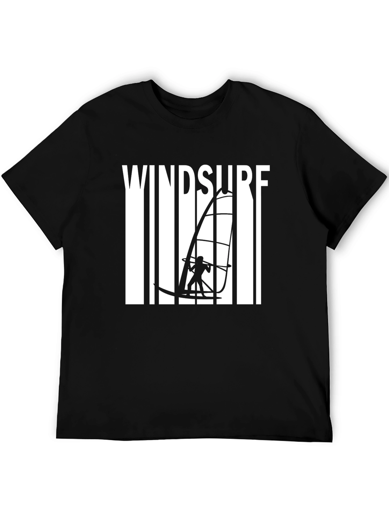 Windsurf Graphic Tee - Black Cotton T-Shirt