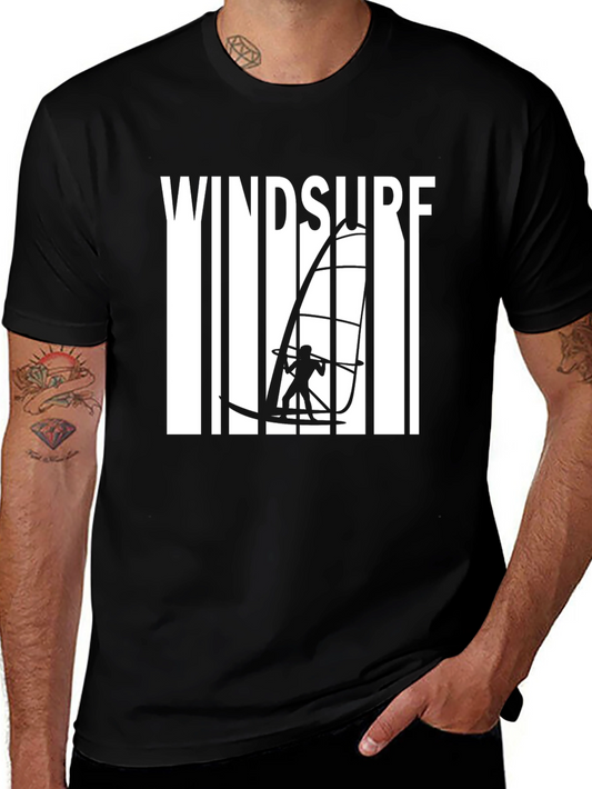 Windsurf Graphic Tee - Black Cotton T-Shirt