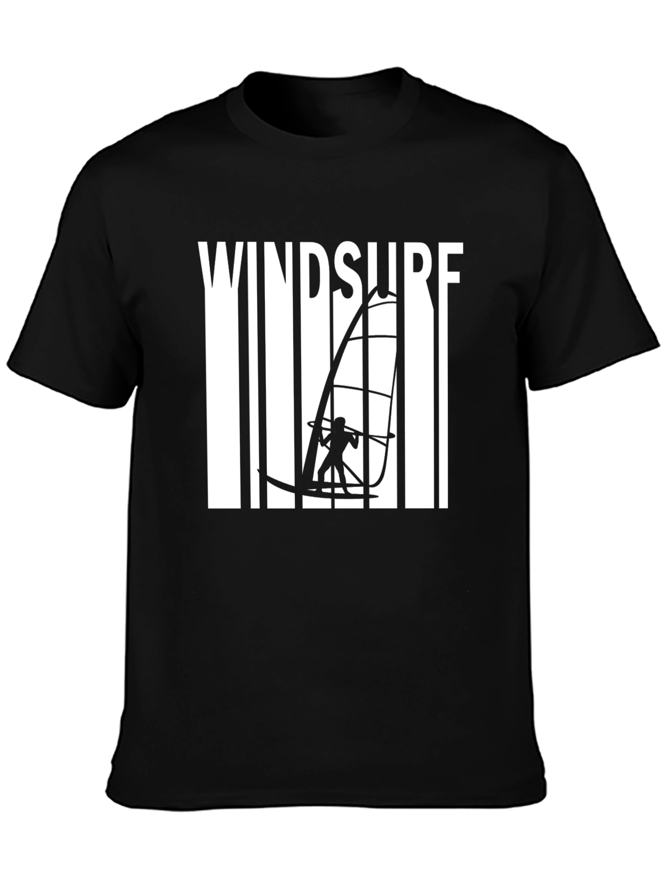 Windsurf Graphic Tee - Black Cotton T-Shirt