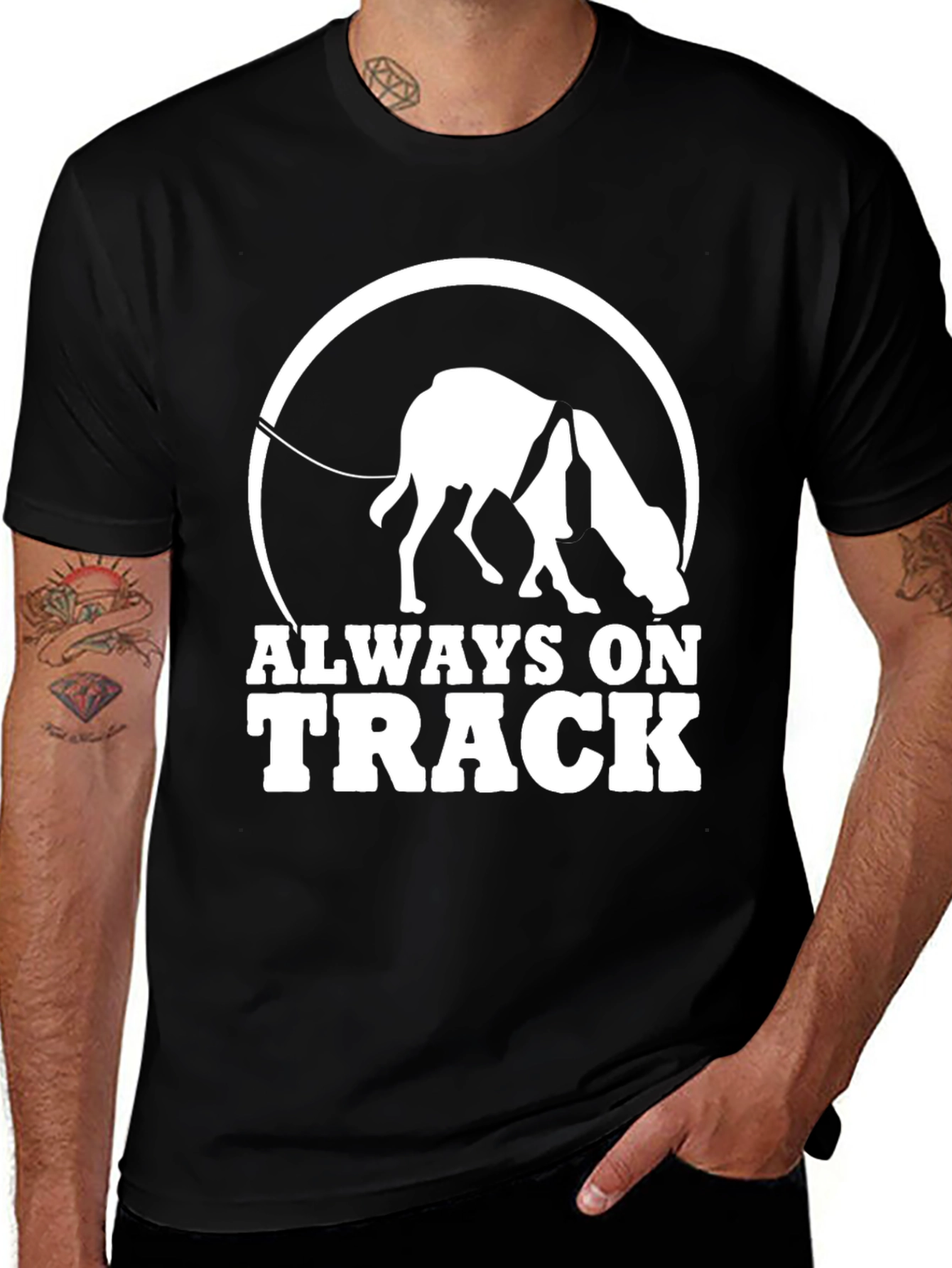 Always On Track Dog T-Shirt - Black