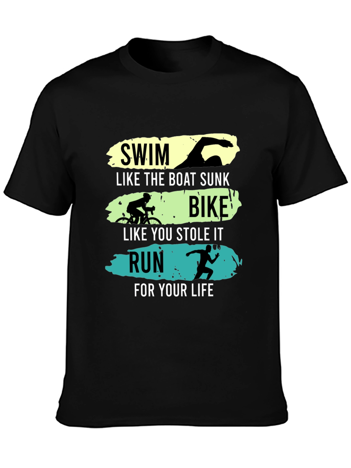 Triathlon Black Graphic Tee - Swim Bike Run
