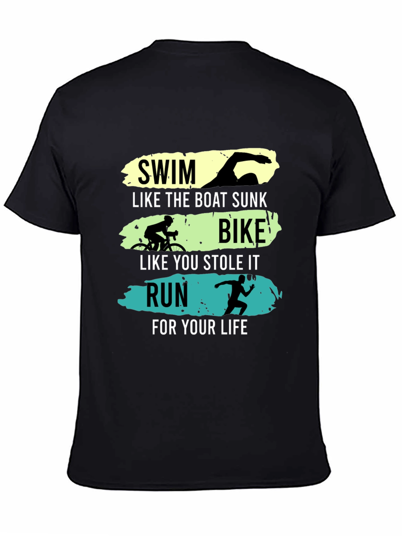 Triathlon Black Graphic Tee - Swim Bike Run
