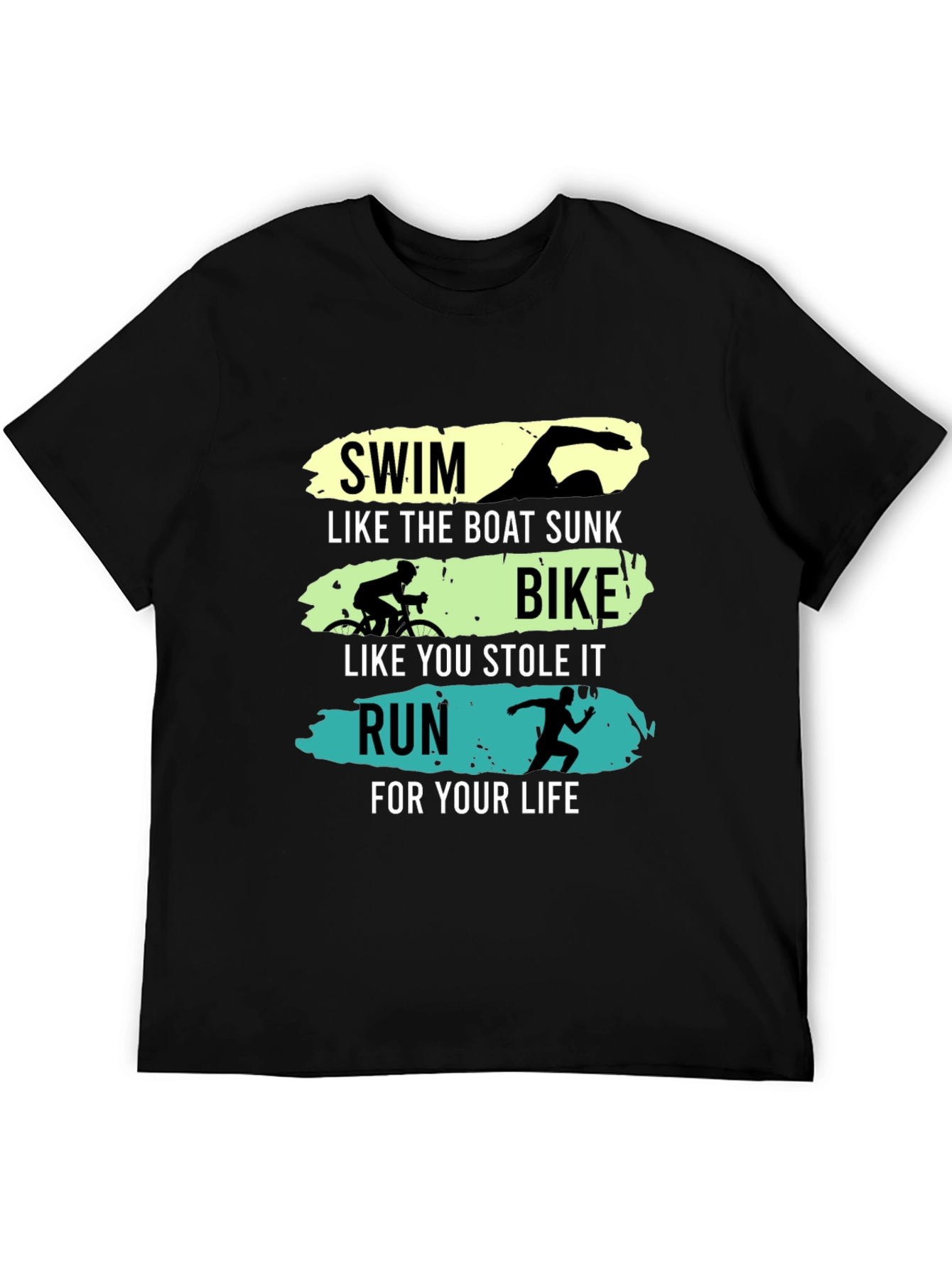 Triathlon Black Graphic Tee - Swim Bike Run