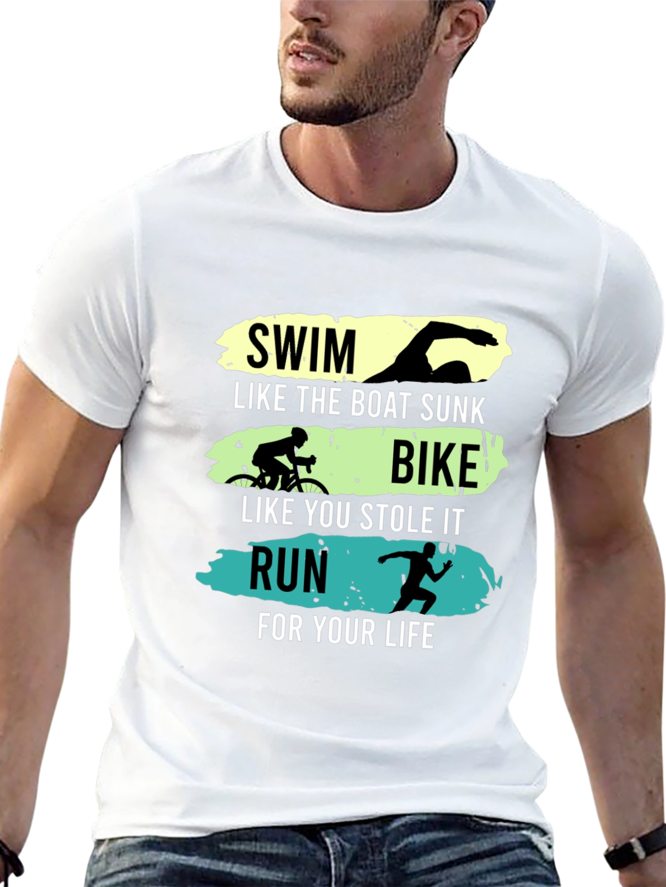 Triathlon Black Graphic Tee - Swim Bike Run