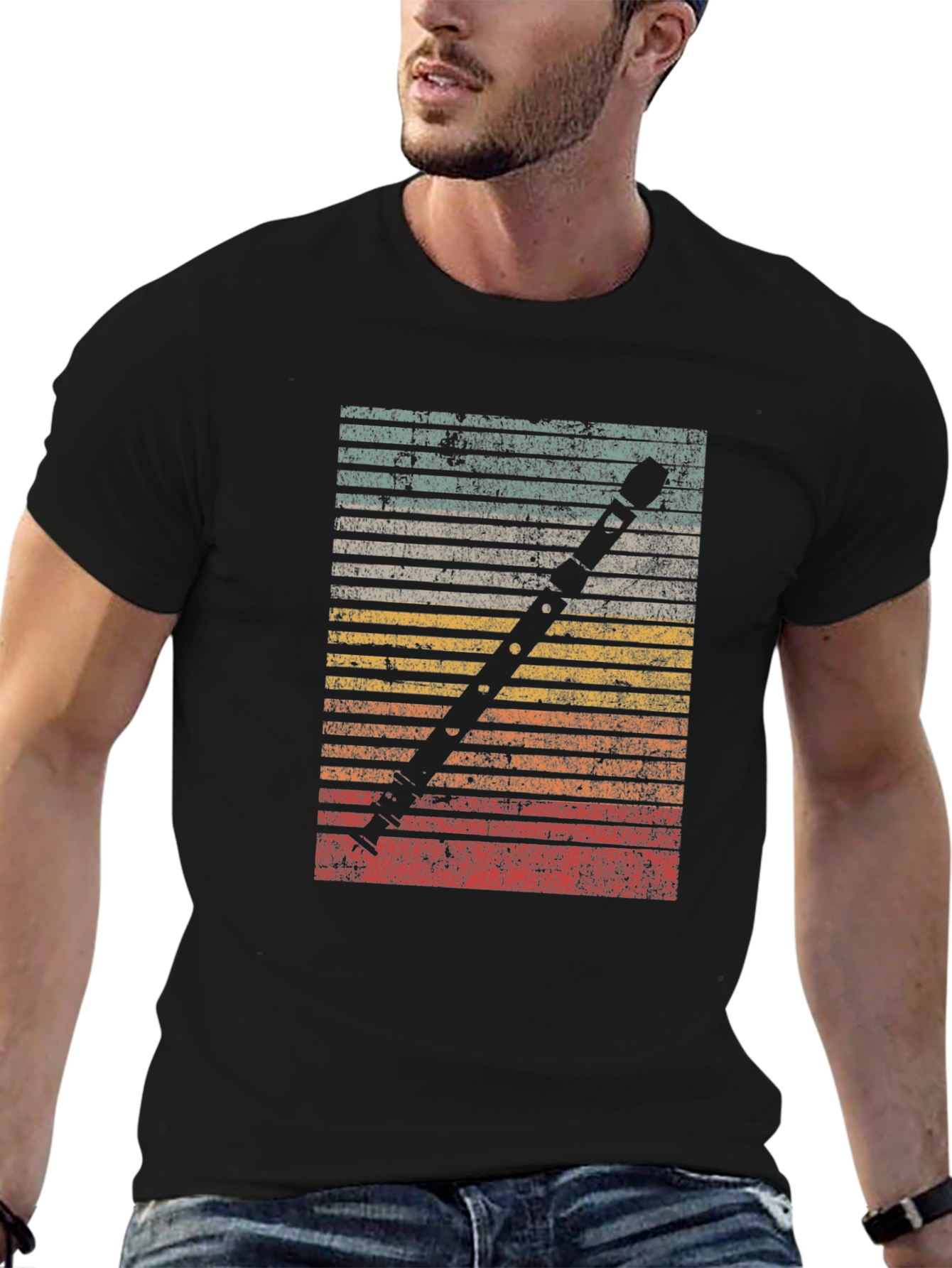 Retro Flute Player T-Shirt - Musician Gift
