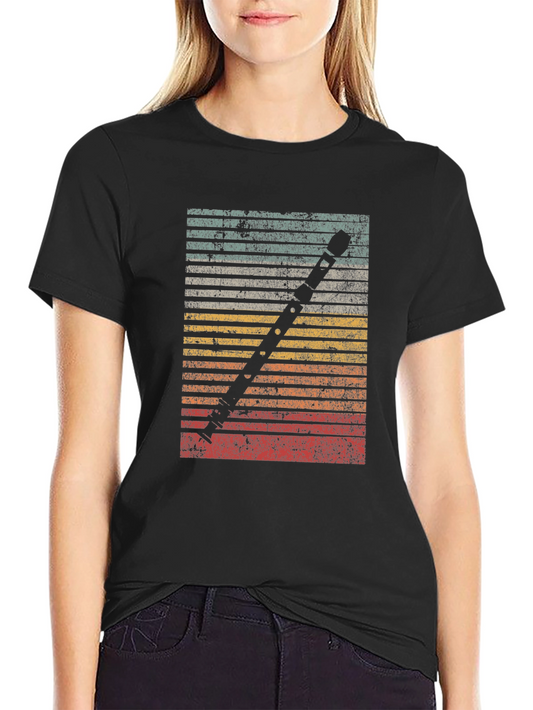 Retro Flute Player T-Shirt - Musician Gift