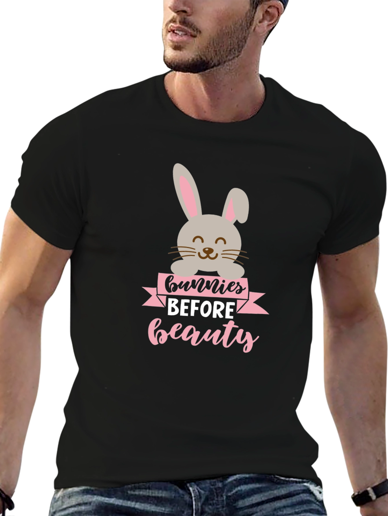 Bunnies Before Beauty Black Graphic Tee