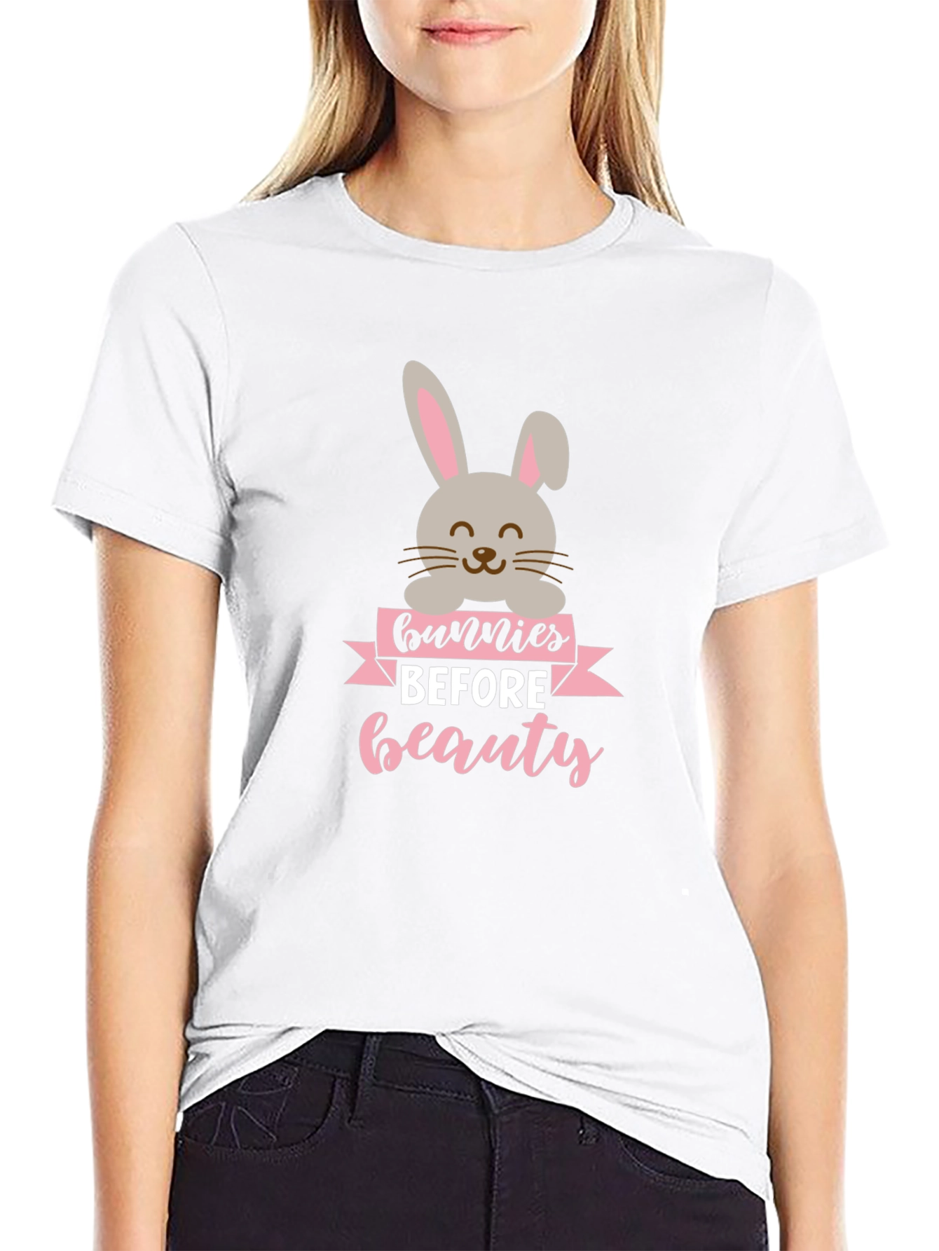 Bunnies Before Beauty Black Graphic Tee