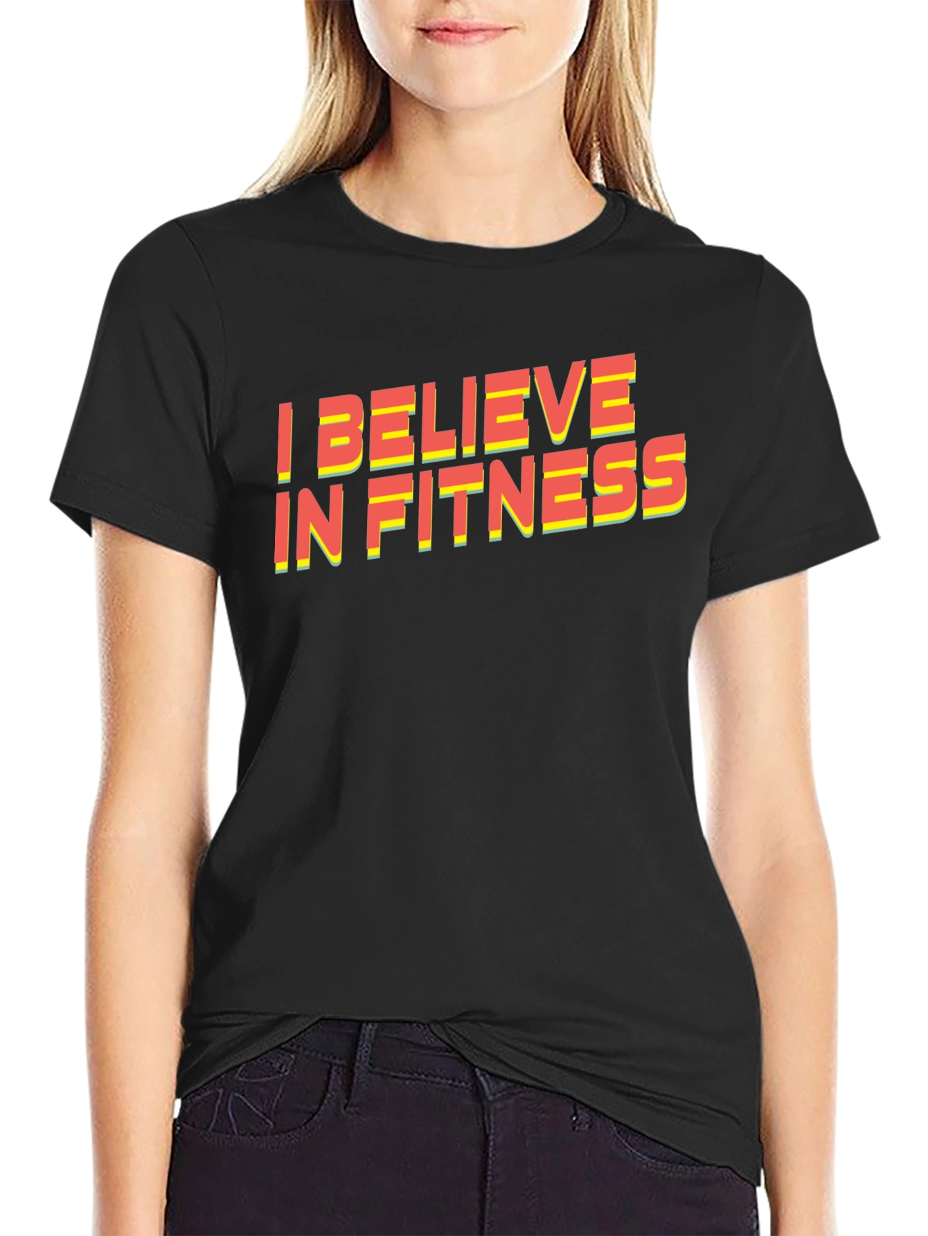 I Believe in Fitness Graphic Tee - Black