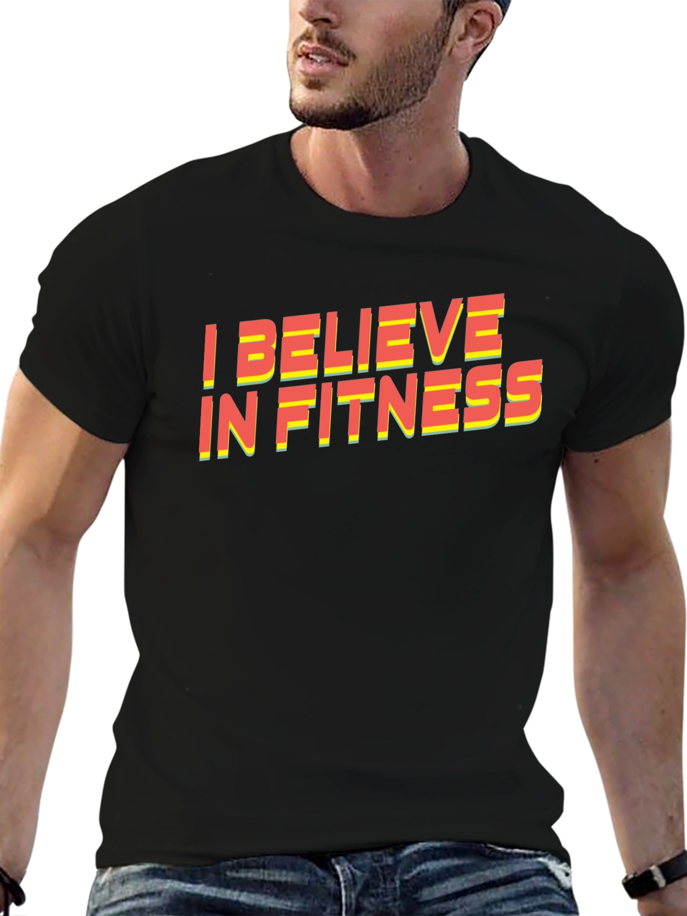 I Believe in Fitness Graphic Tee - Black