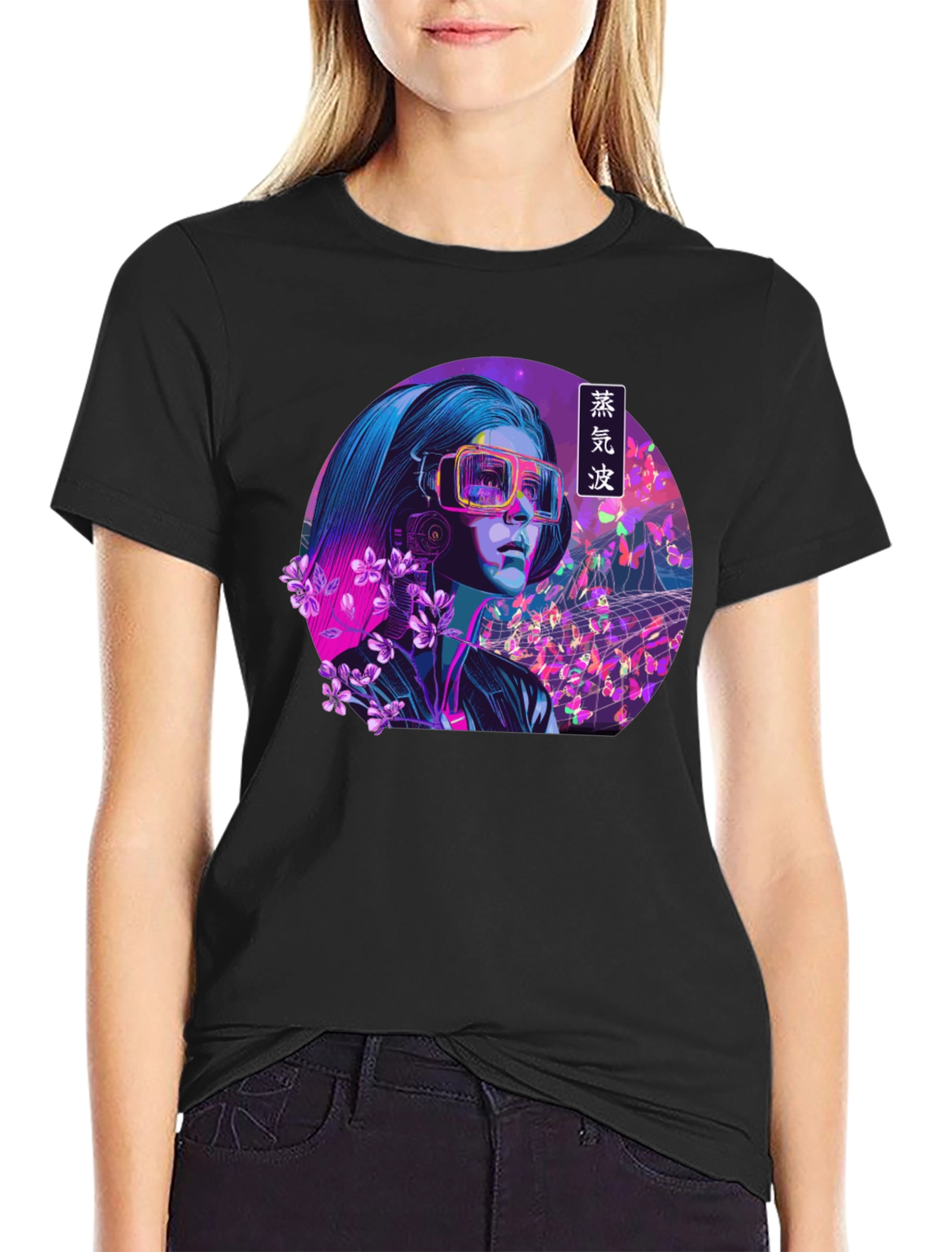Vaporwave VR Girl Graphic Tee - Unique Design