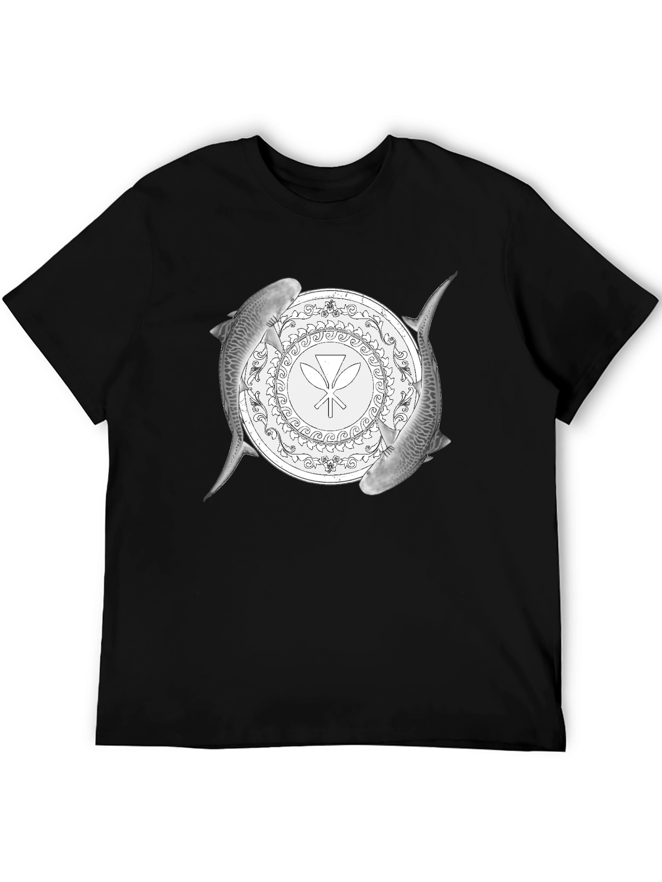 Shark Circle Graphic Tee - Black Cotton Blend