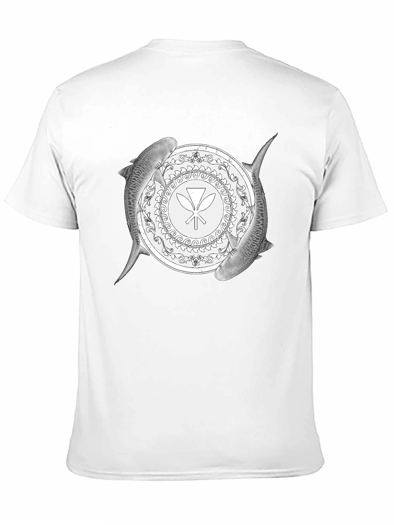 Shark Circle Graphic Tee - Black Cotton Blend