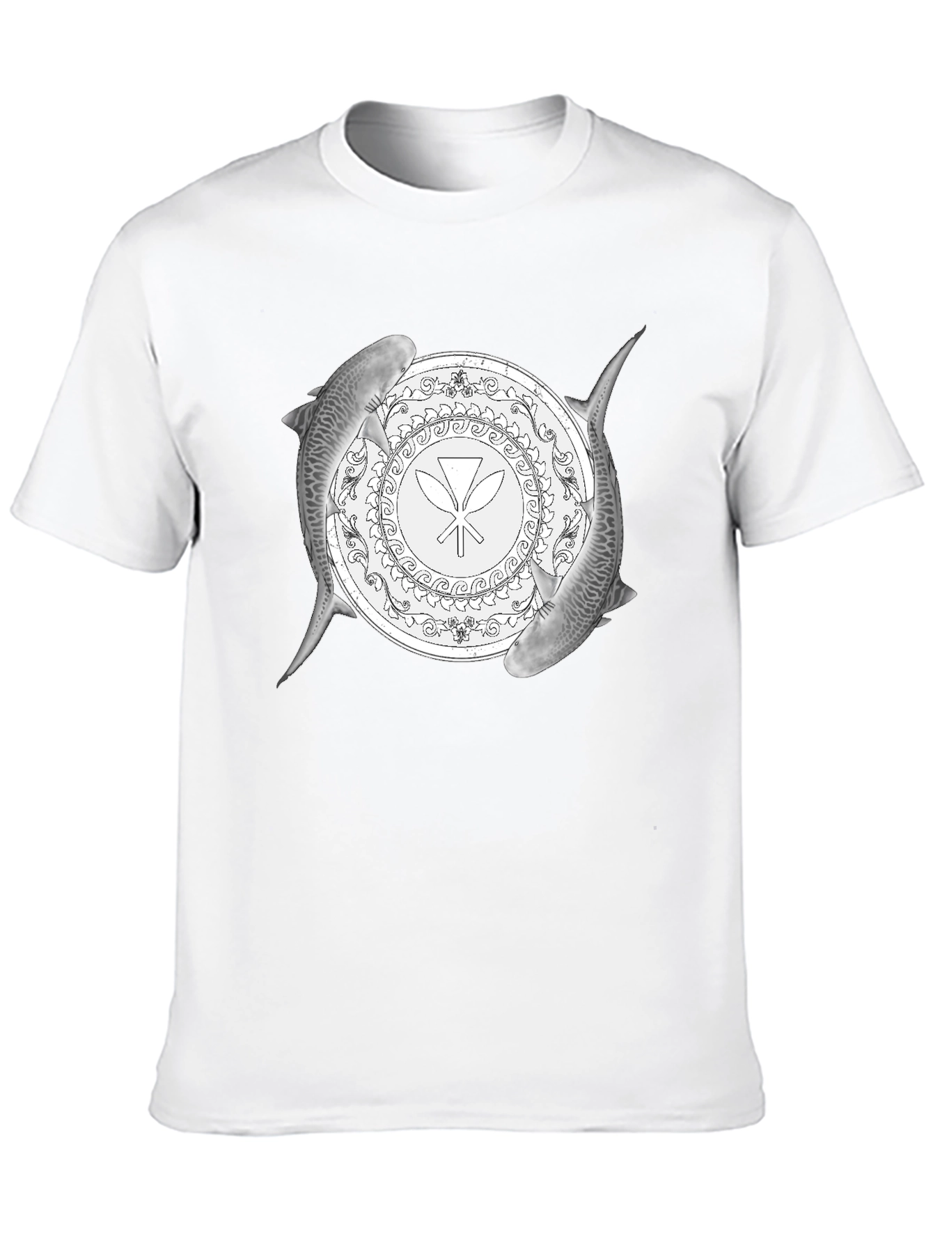 Shark Circle Graphic Tee - Black Cotton Blend