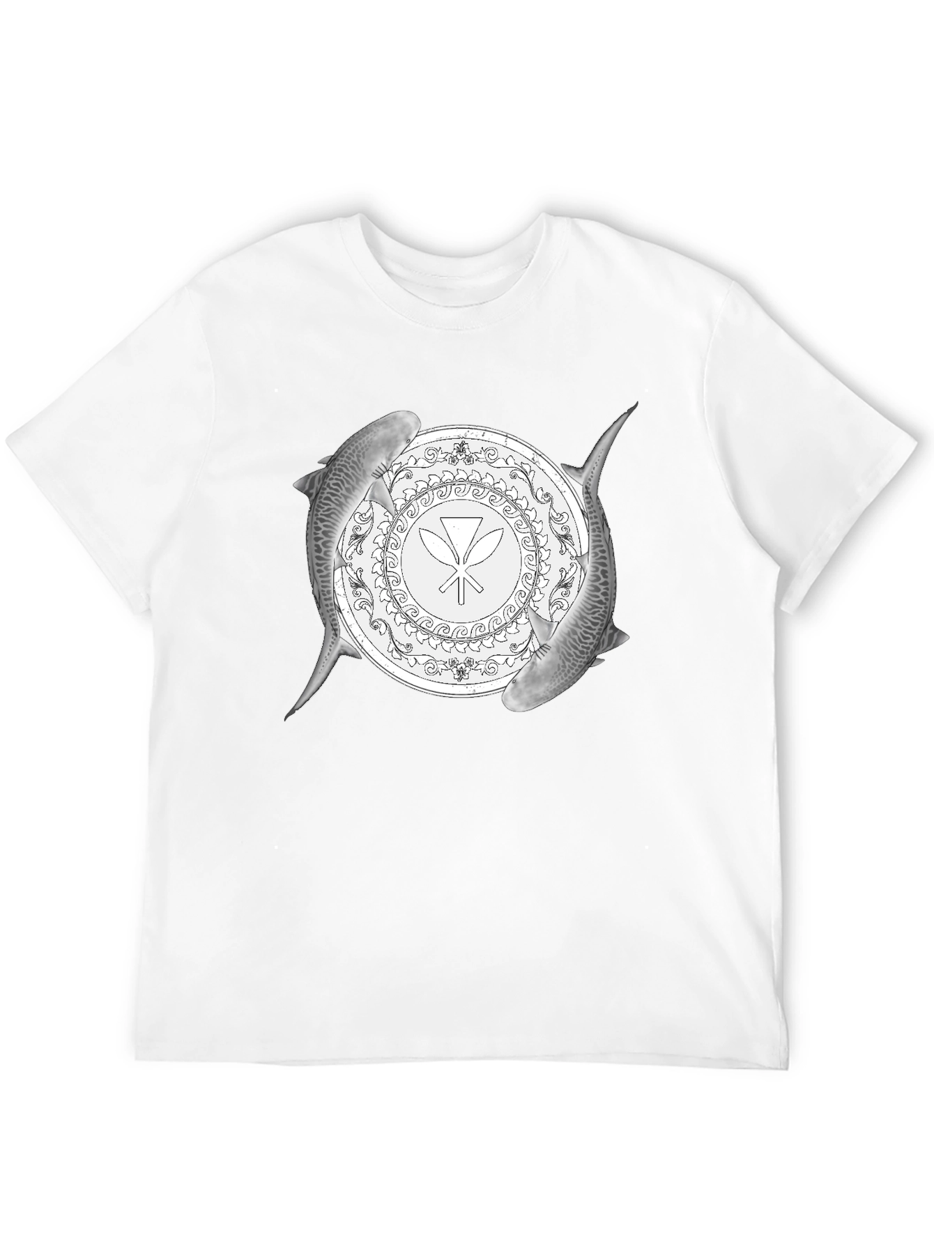 Shark Circle Graphic Tee - Black Cotton Blend