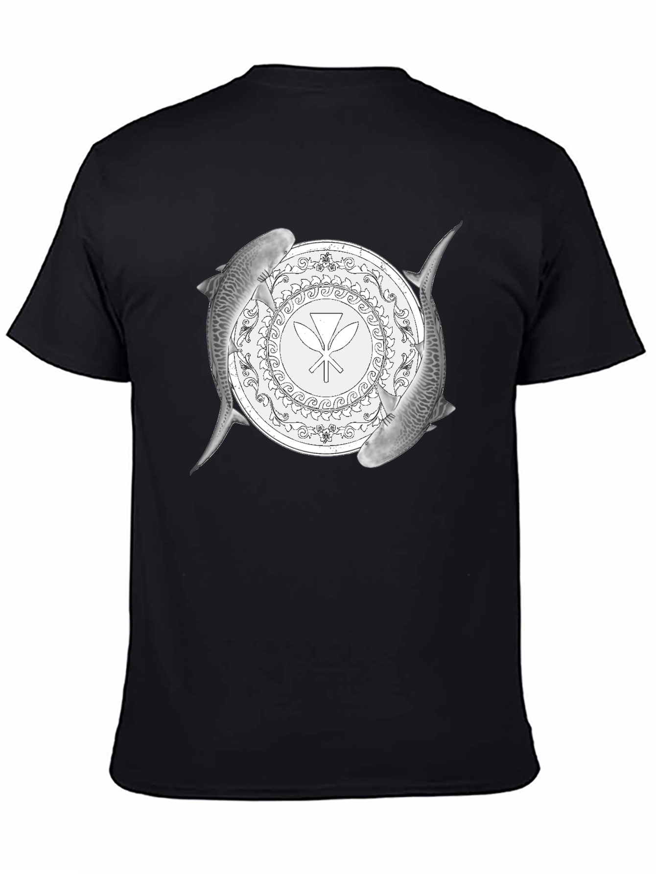 Shark Circle Graphic Tee - Black Cotton Blend
