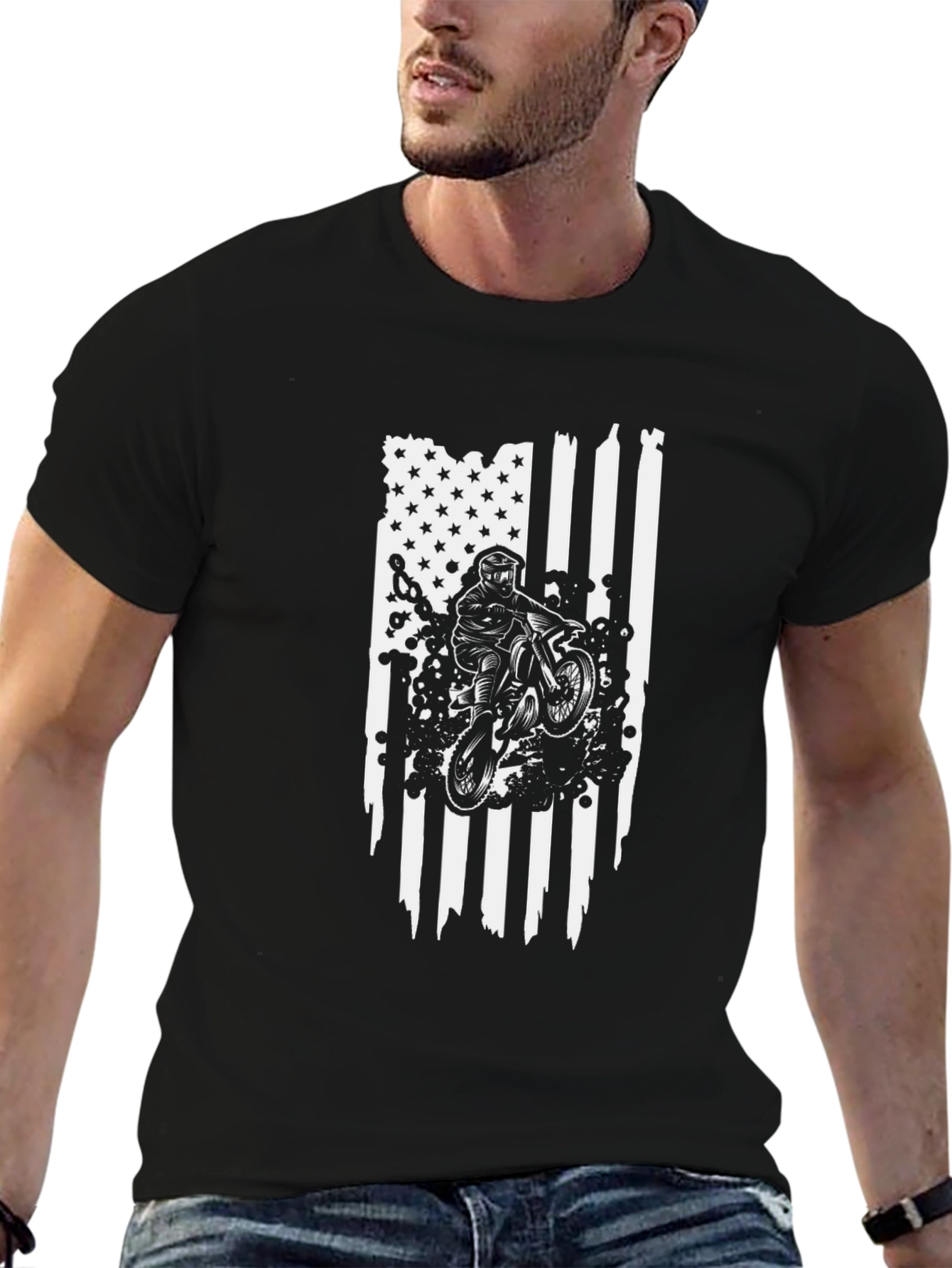 Motorcross American Flag Graphic Tee