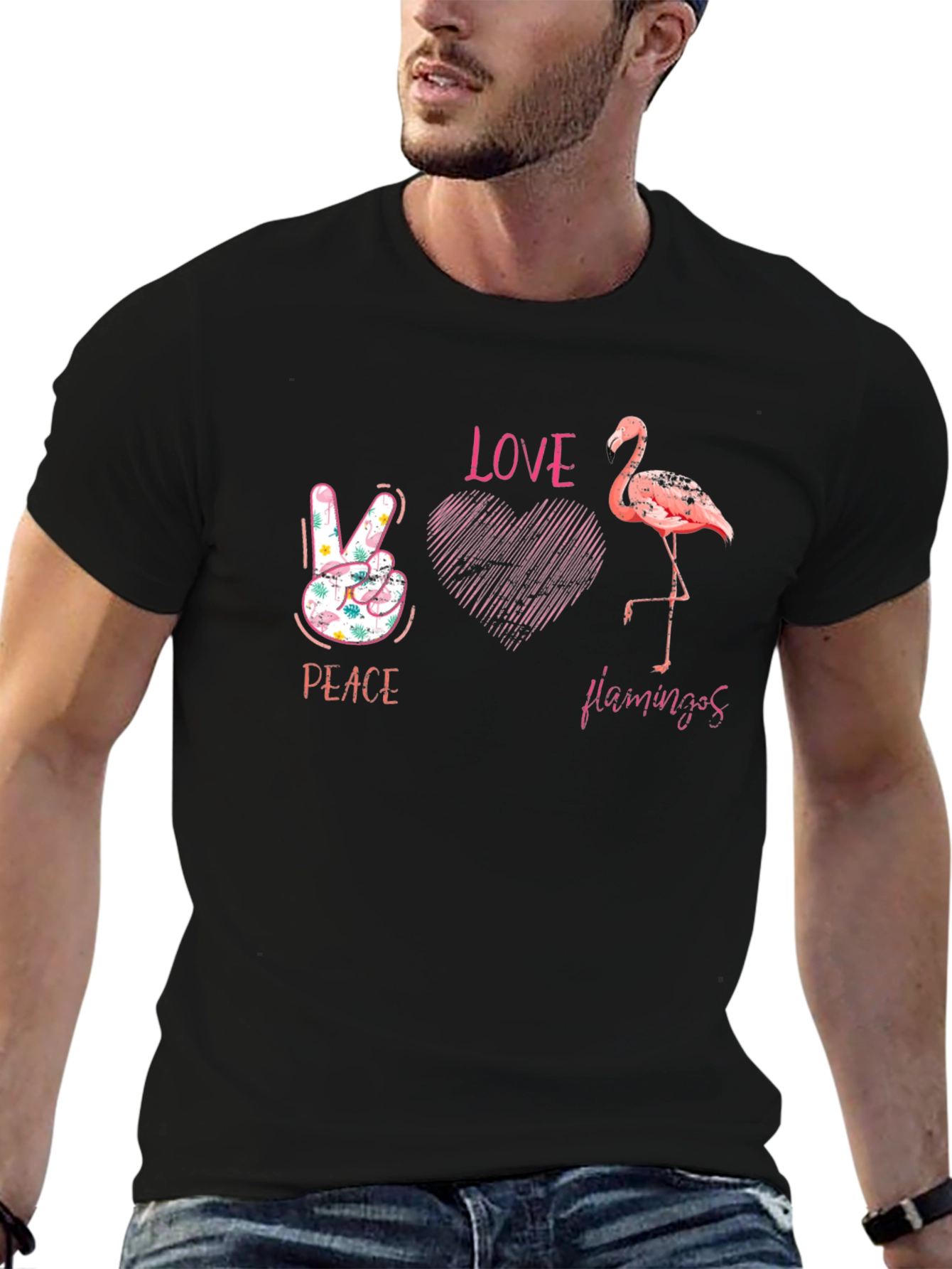 Peace Love Flamingos Graphic T-Shirt
