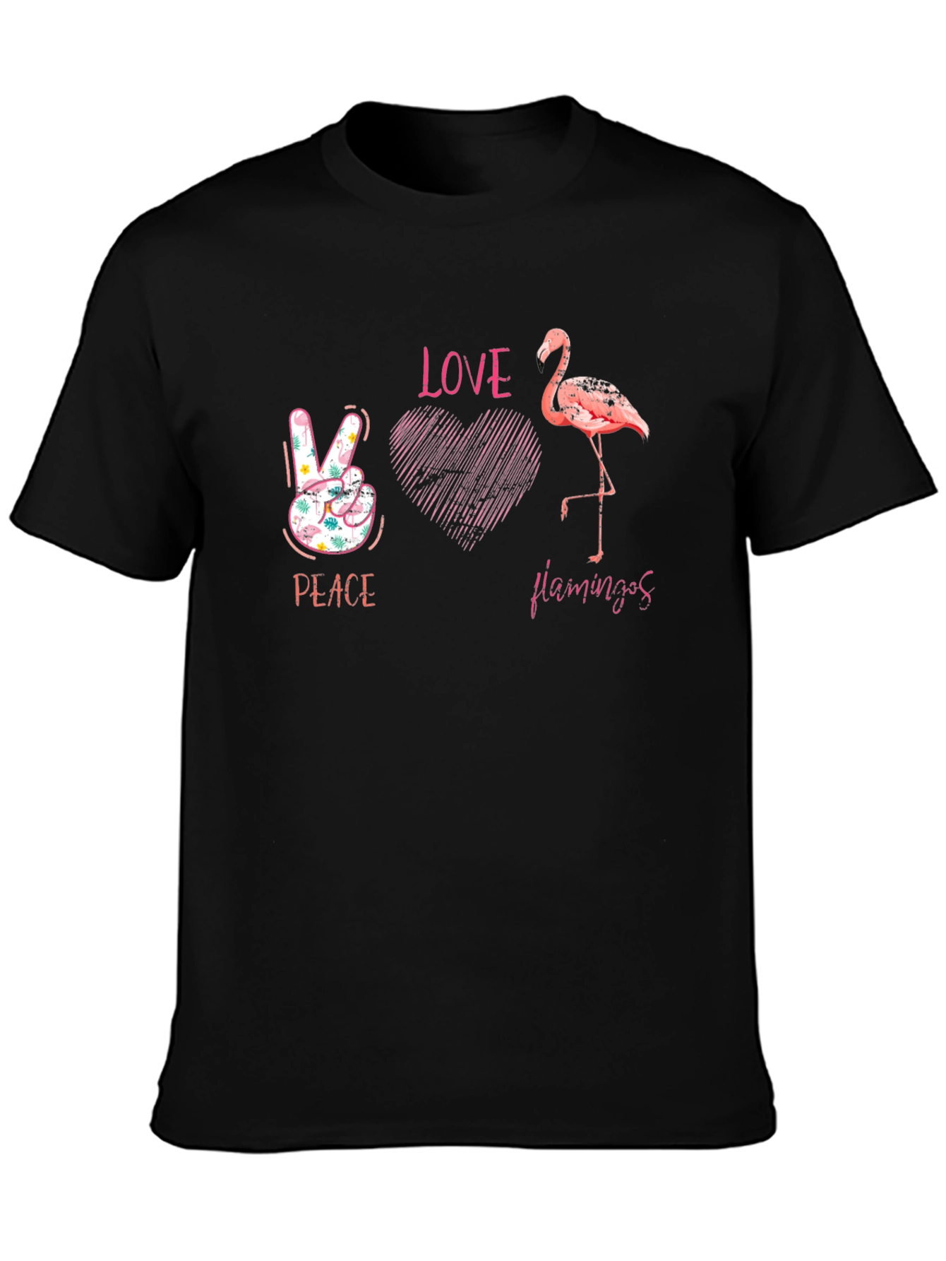 Peace Love Flamingos Graphic T-Shirt