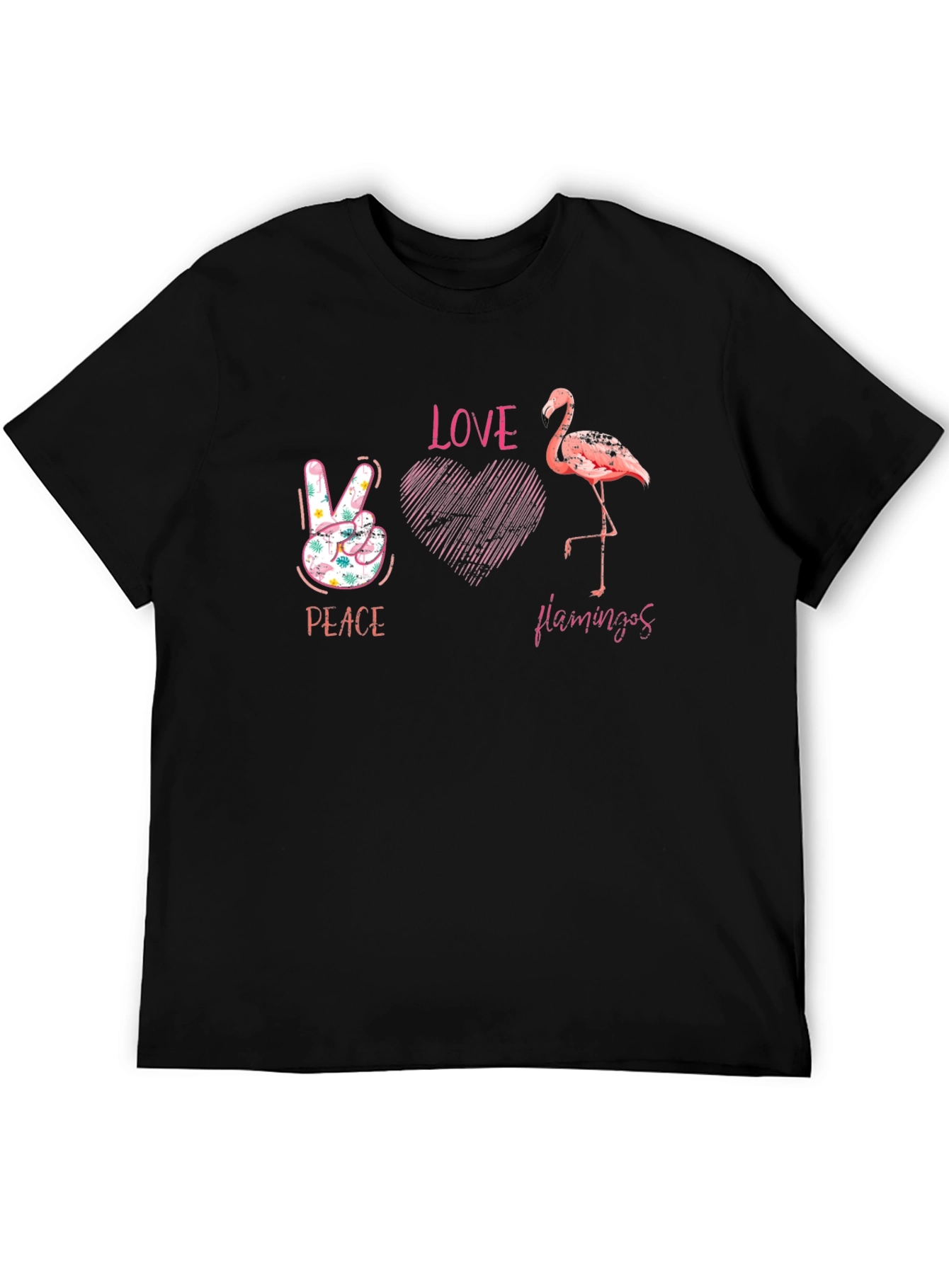 Peace Love Flamingos Graphic T-Shirt