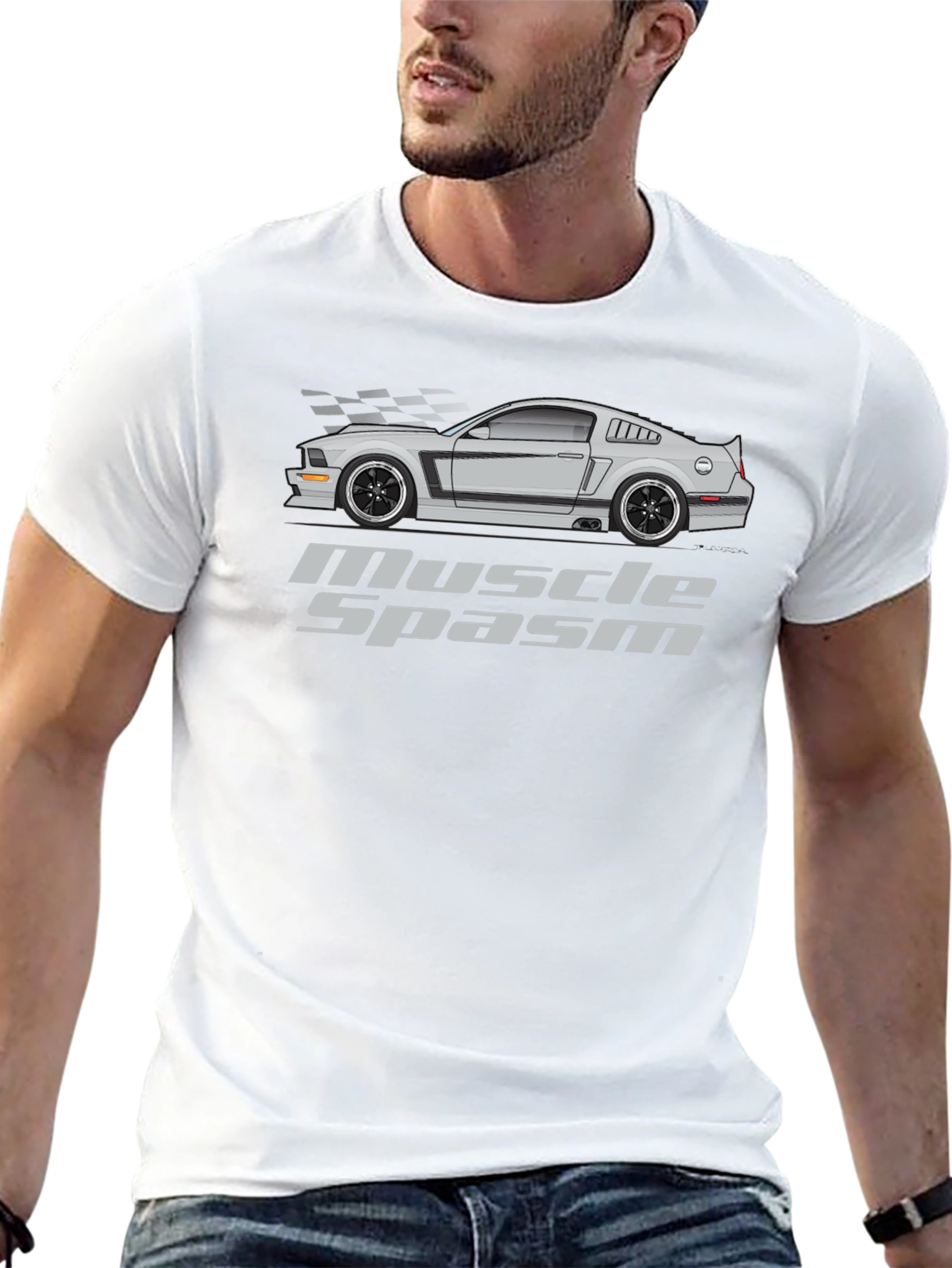 Muscle Spasm Car Graphic Black T-Shirt