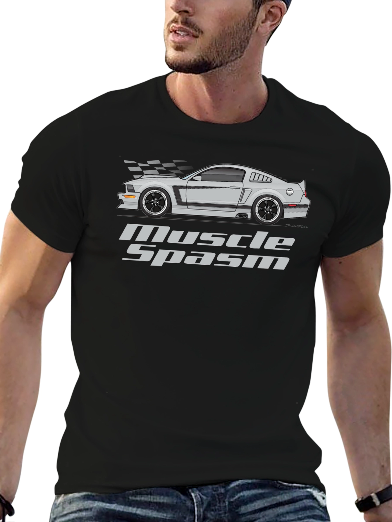 Muscle Spasm Car Graphic Black T-Shirt