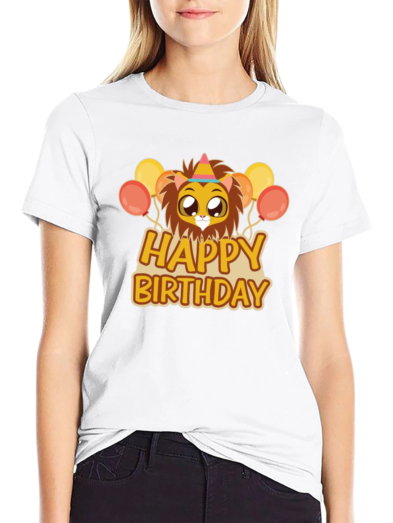 Happy Birthday Lion Graphic Tee - Black
