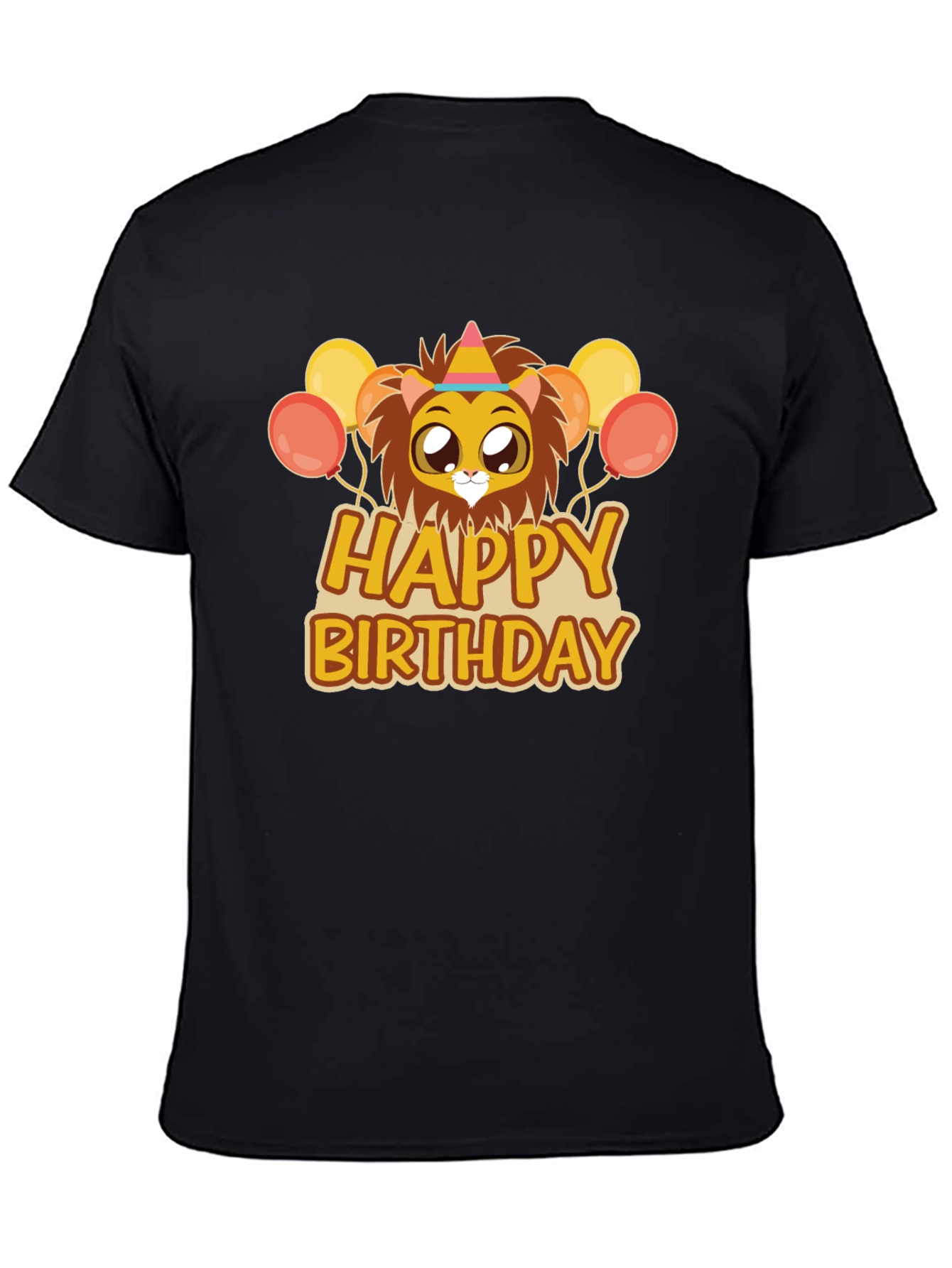 Happy Birthday Lion Graphic Tee - Black